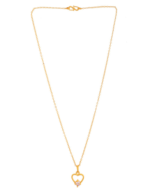 VOJ Gold Polished Stainless Steel Chain With Stone Studded Pendant 