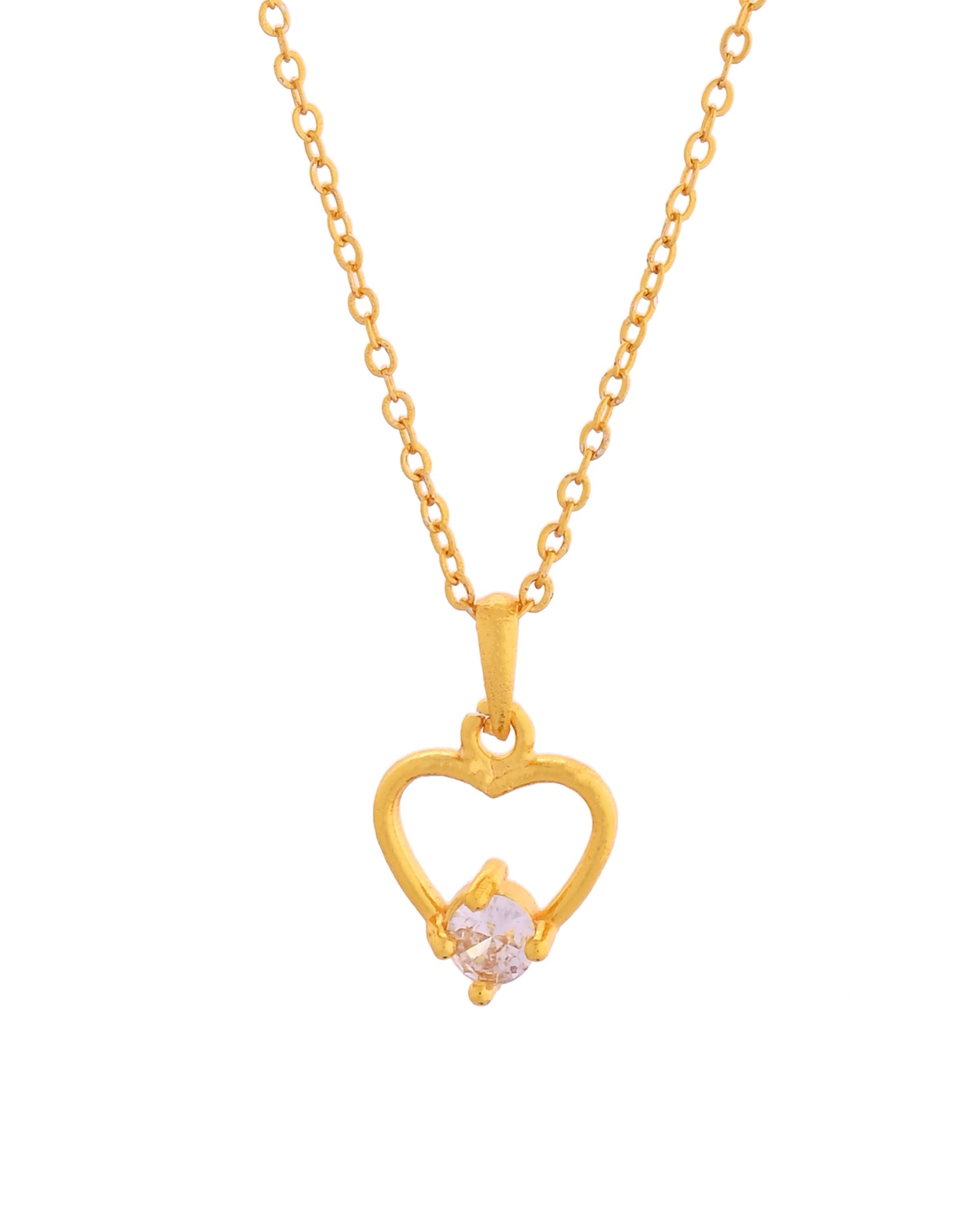 VOJ Gold Polished Stainless Steel Chain With Stone Studded Pendant 