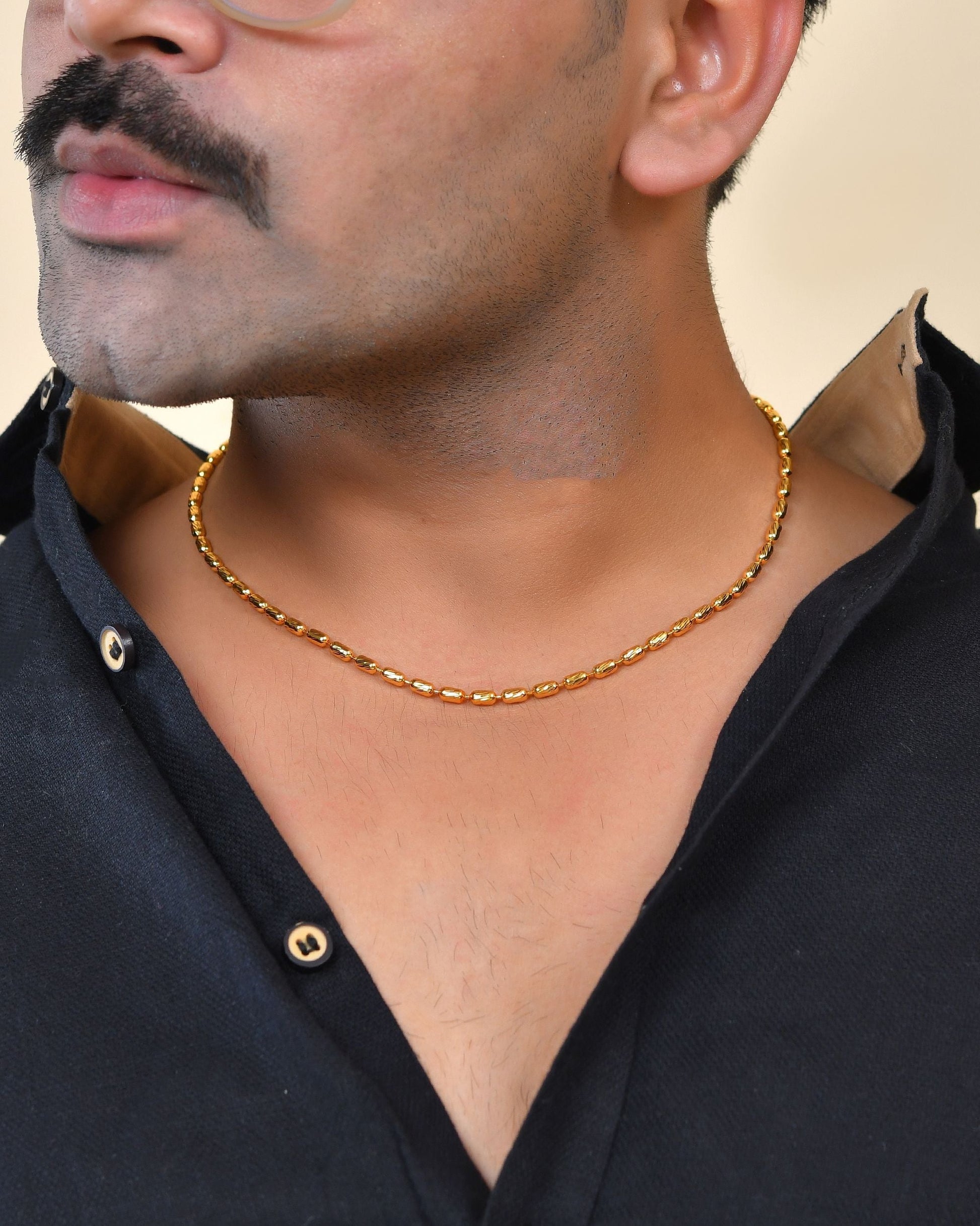 VOJ Gold Polished Designer Stainless Steel Chain For Men 