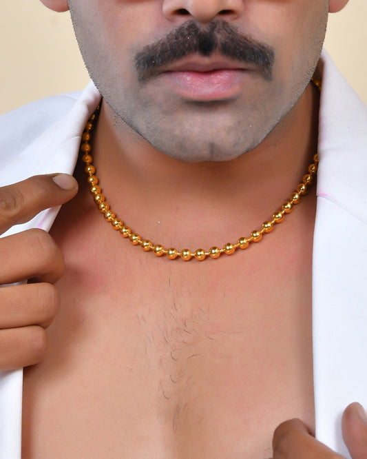 VOJ Gold Polished Ball Shaped Elegant Chain For Men 