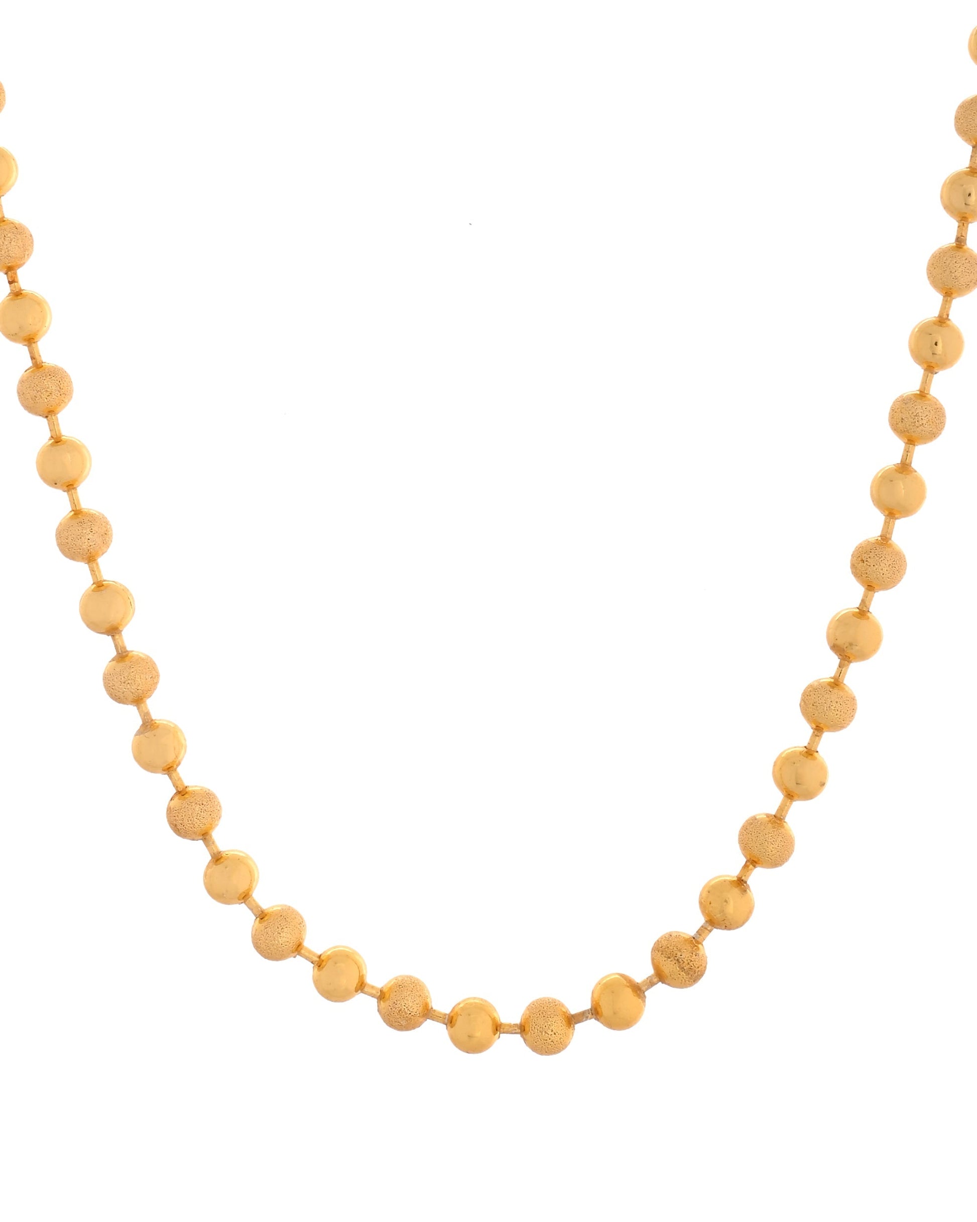 VOJ Men Gold Polished Ball Studded Elegant Chain 