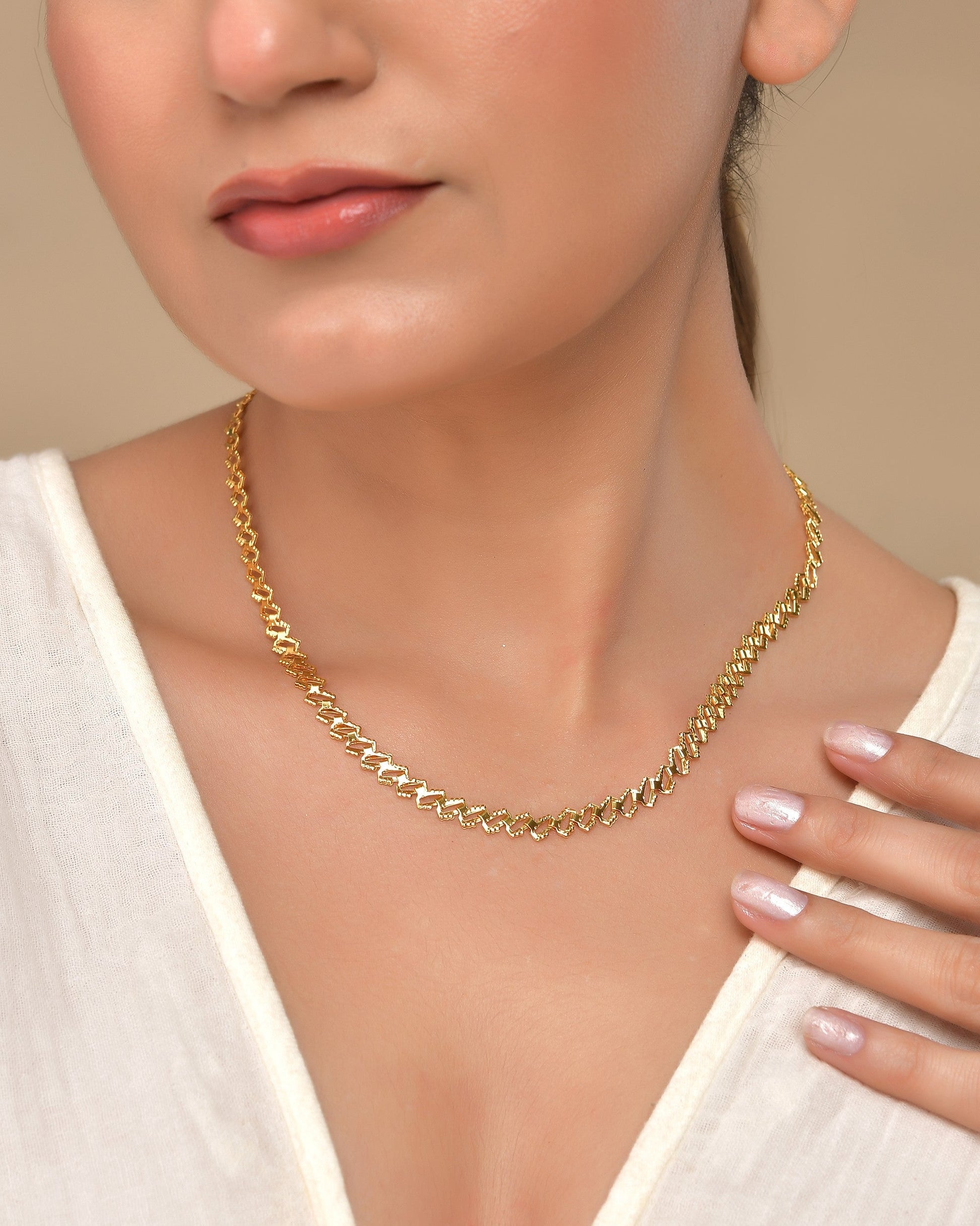 VOJ Gold Polished Designer Stainless Steel Chain For Women 