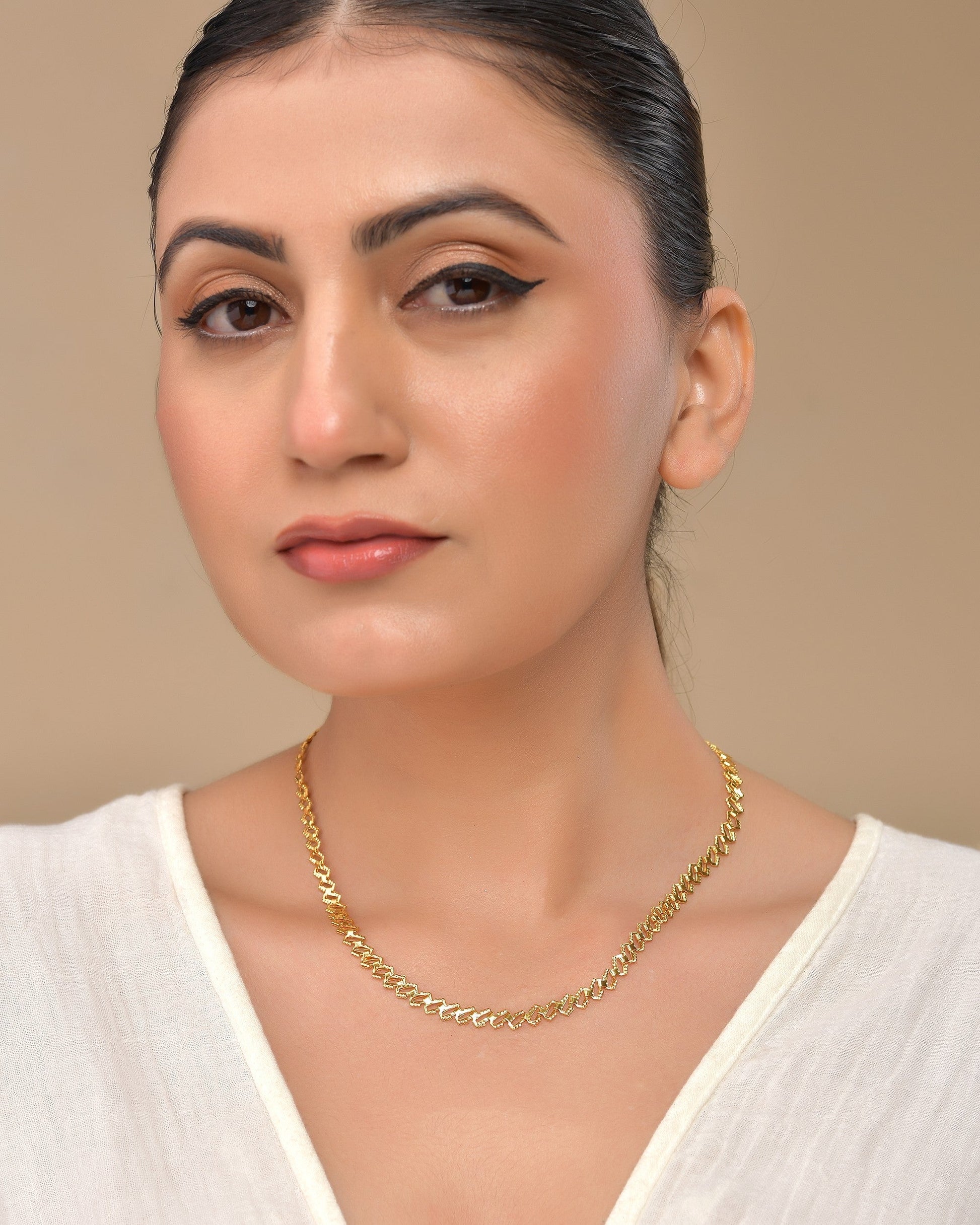 VOJ Gold Polished Designer Stainless Steel Chain For Women 