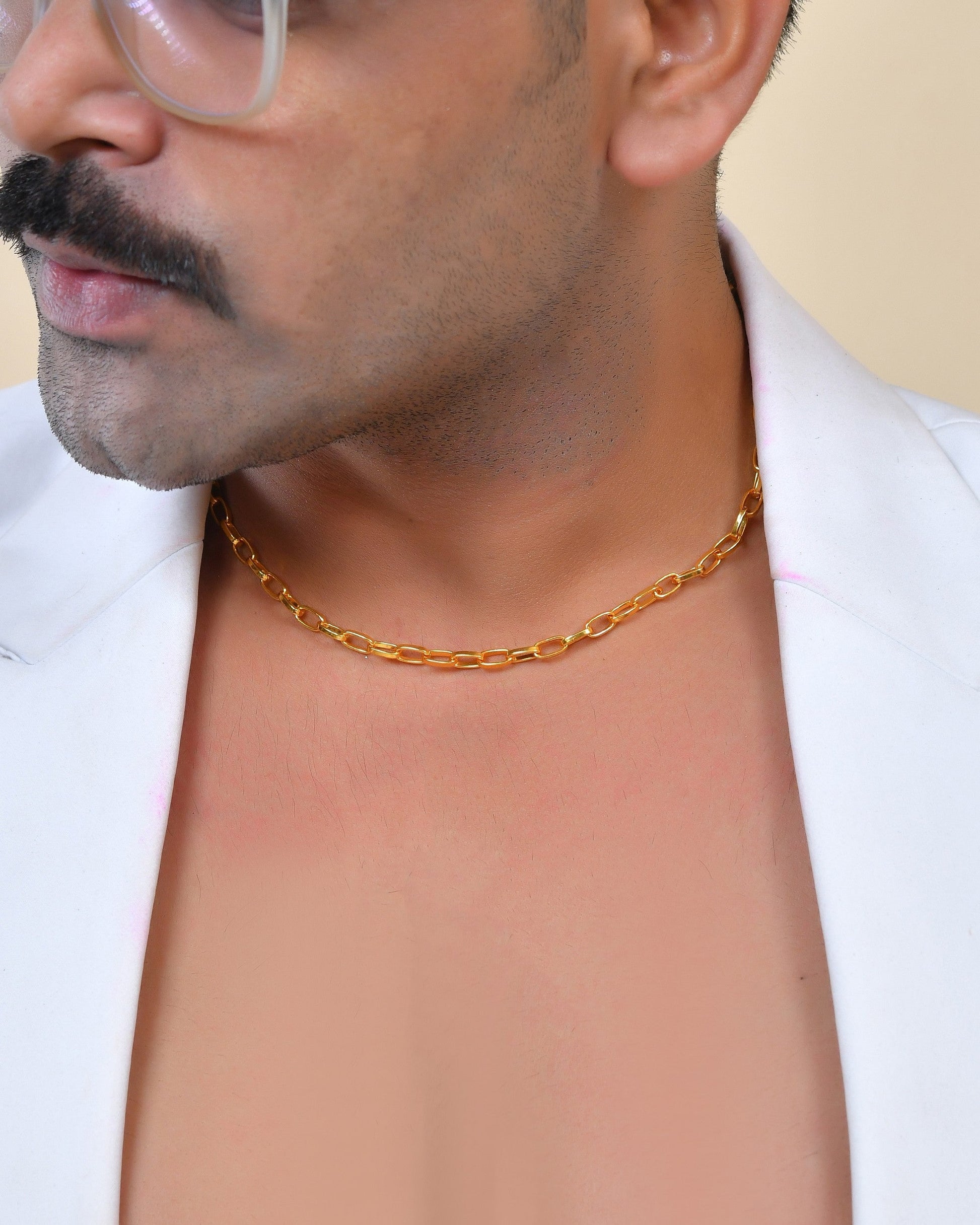 VOJ Gold Polished Stainless Steel Linked Chain For Men 