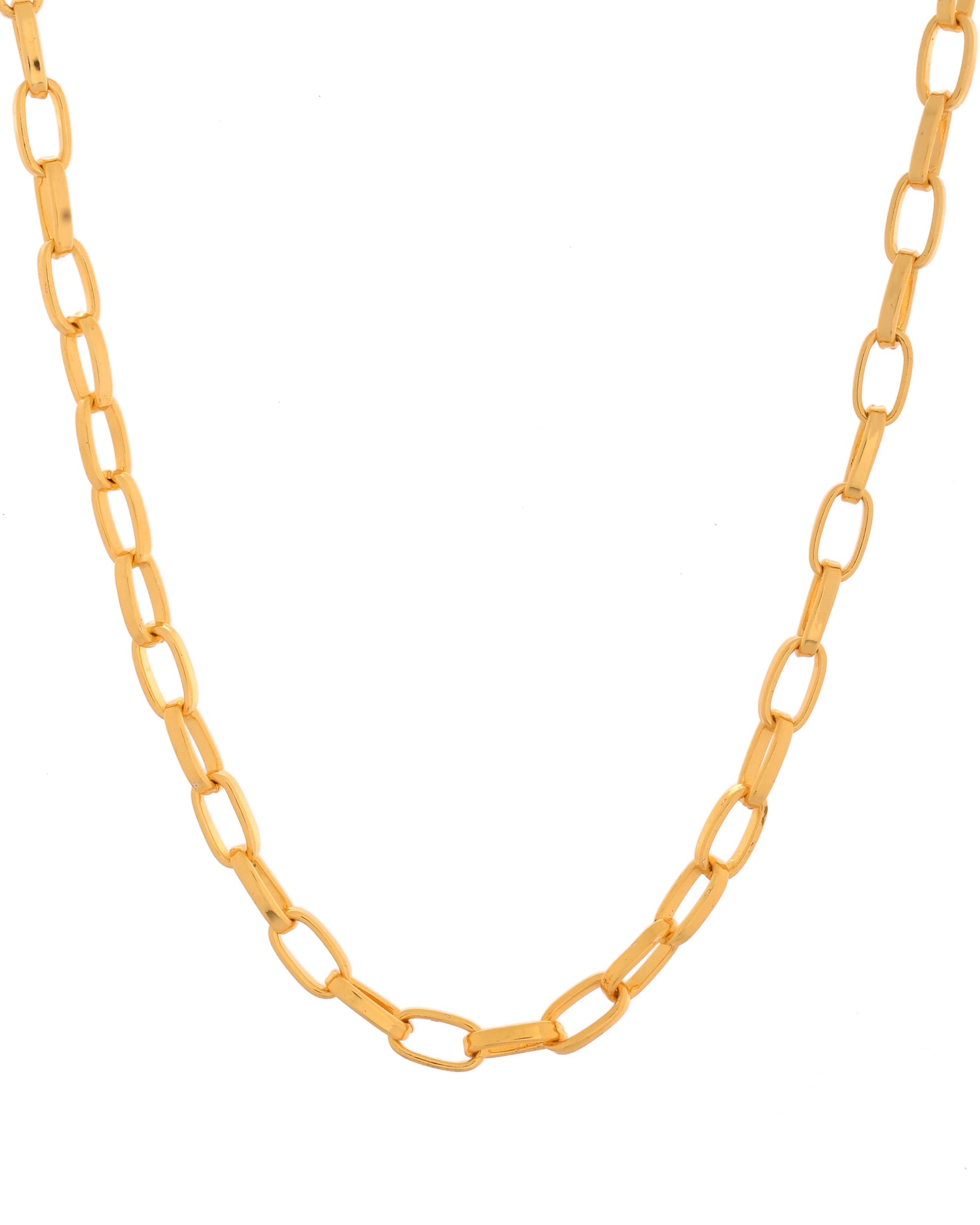 VOJ Gold Polished Stainless Steel Linked Chain For Men 