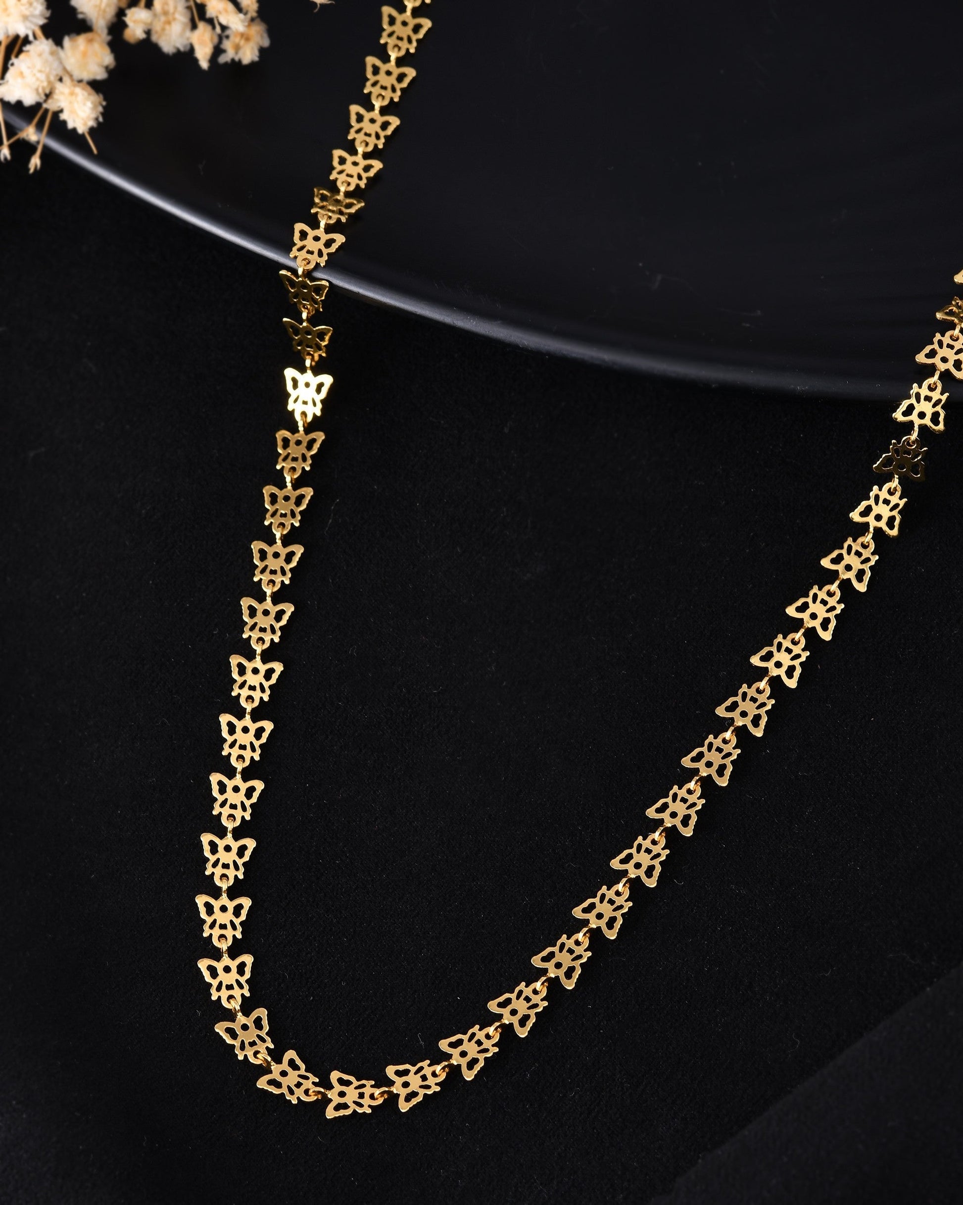 VOJ Gold Polished Stylish Butterfly Shaped Chain 