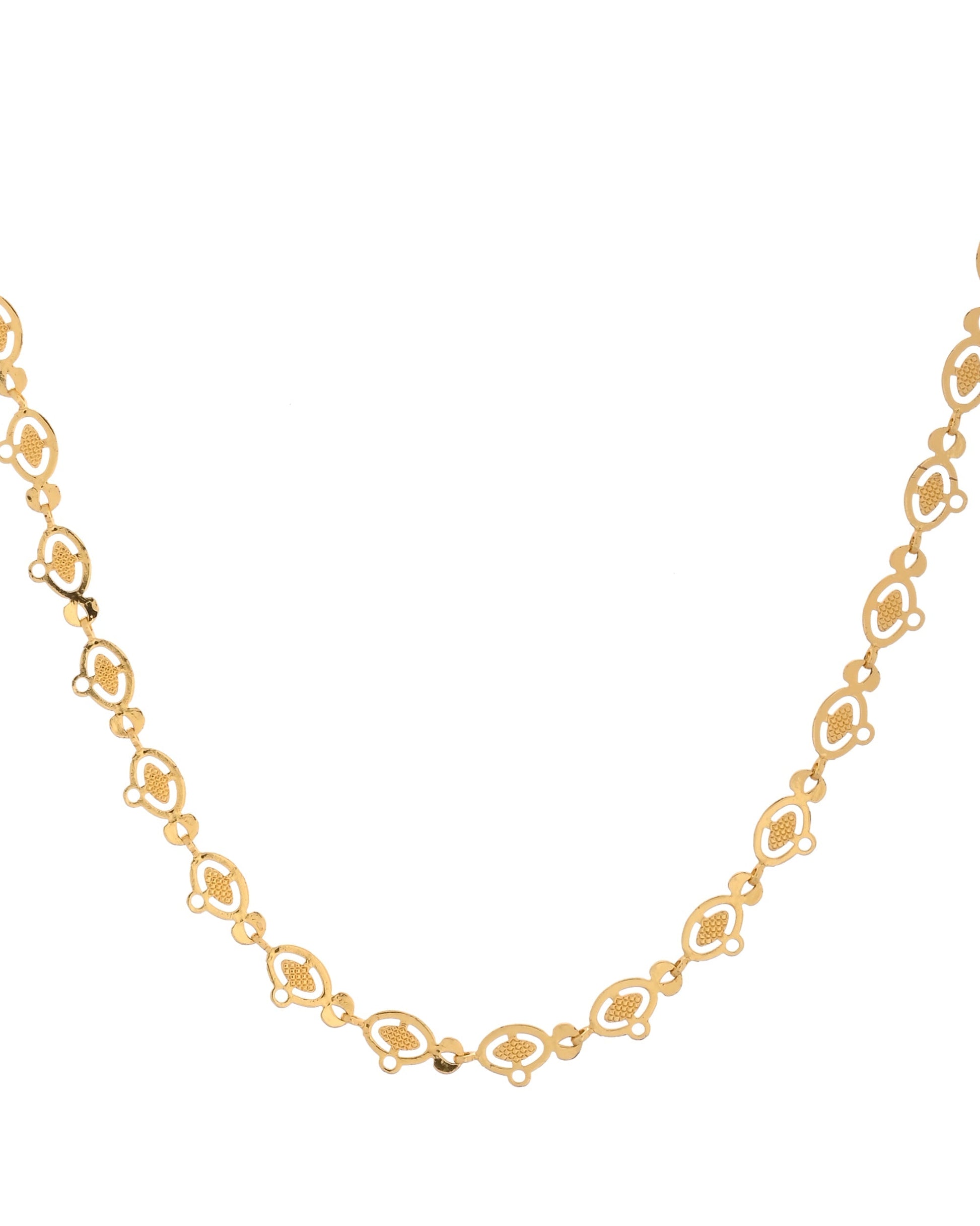 VOJ Gold Polished Oval Shaped Minimal Chain For Women 