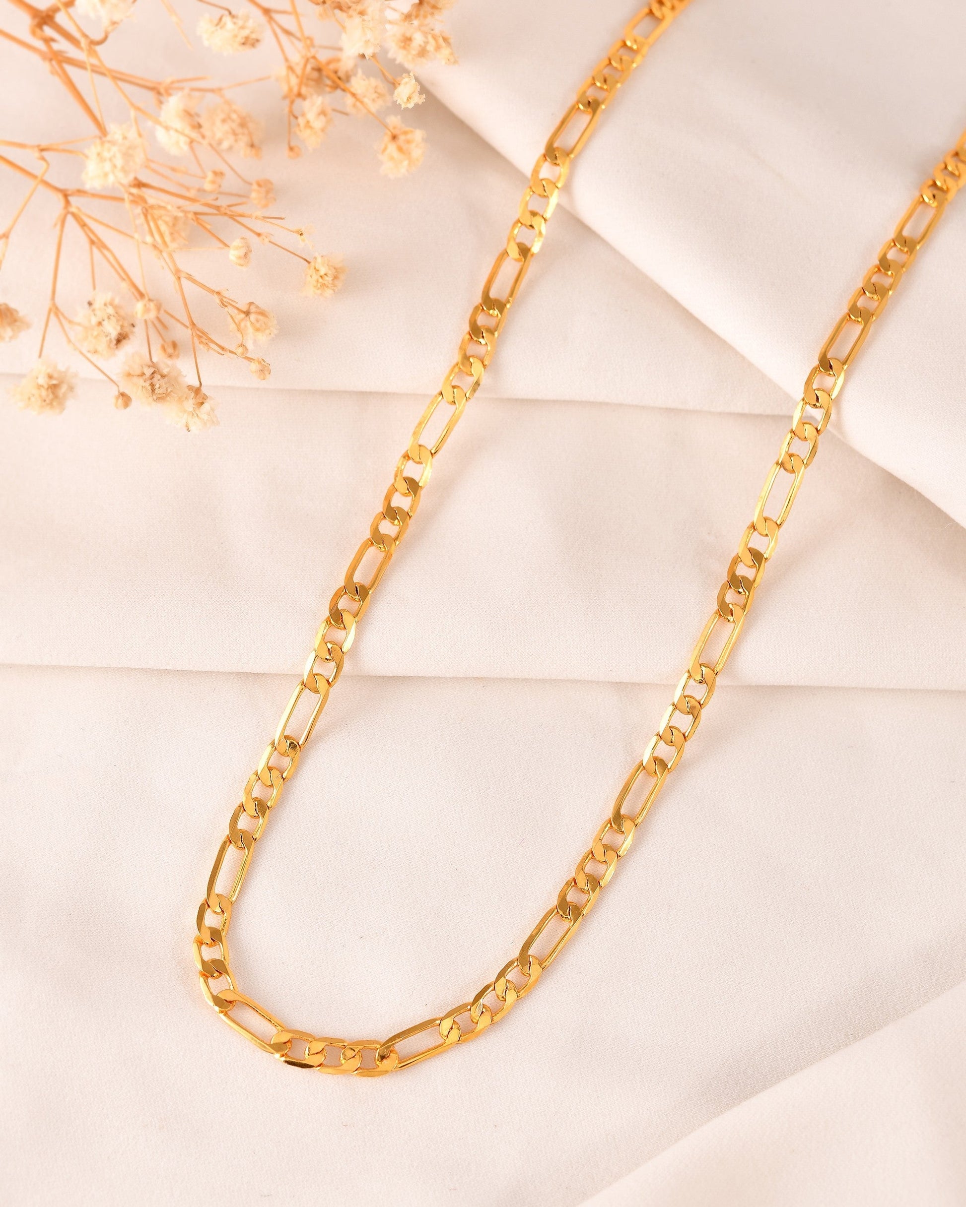 VOJ Gold Polished Minimal Linked Chain For Women 