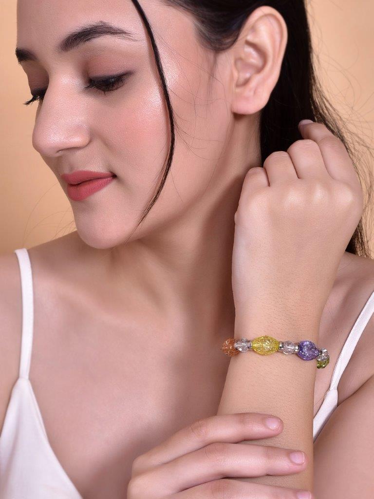VOJ Multi Colour Beaded Elasticated Bracelet  Grab2Buy VOJ Grab2Buy