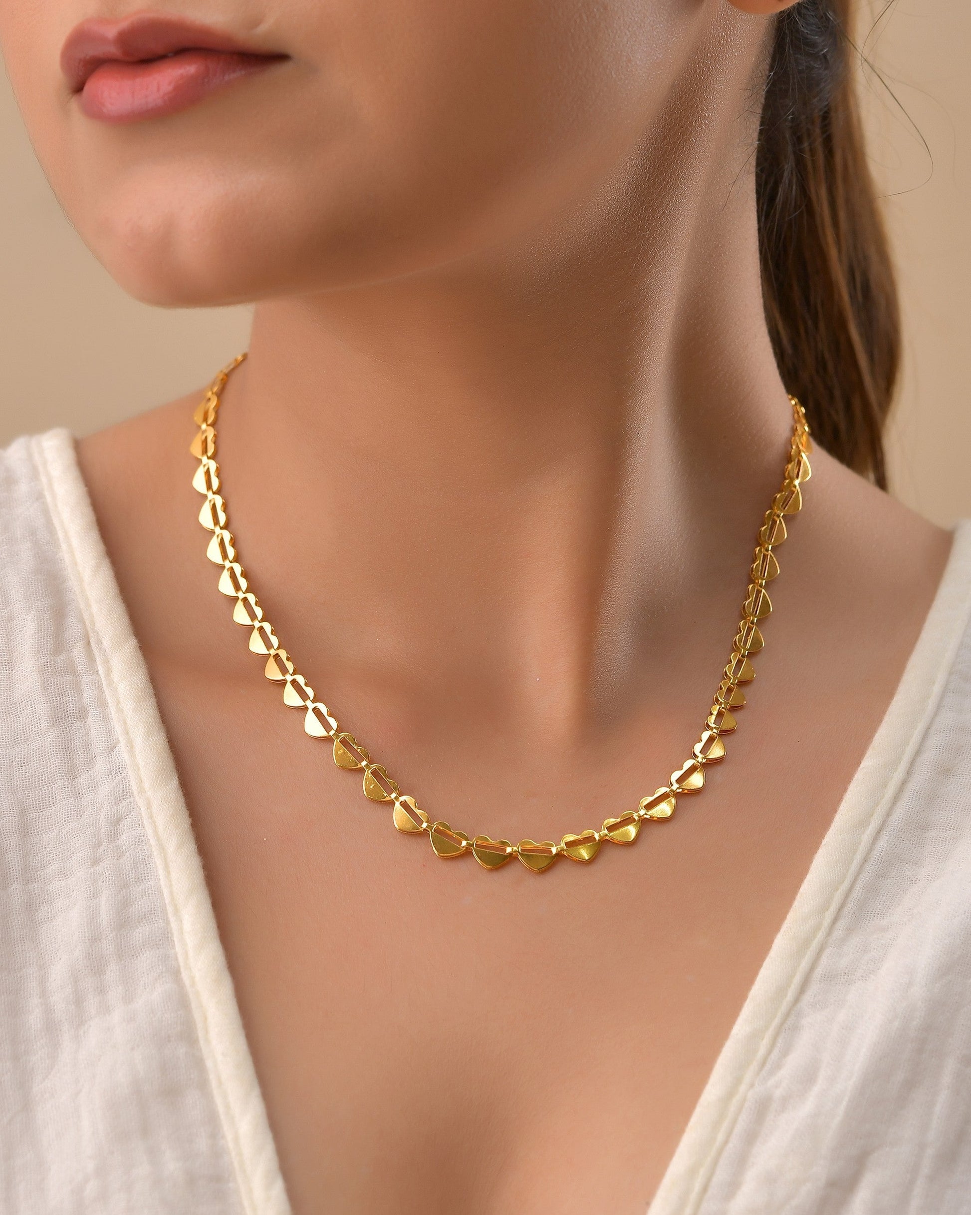 VOJ Heart Shaped Stainless Steel Gold Polished Chain 
