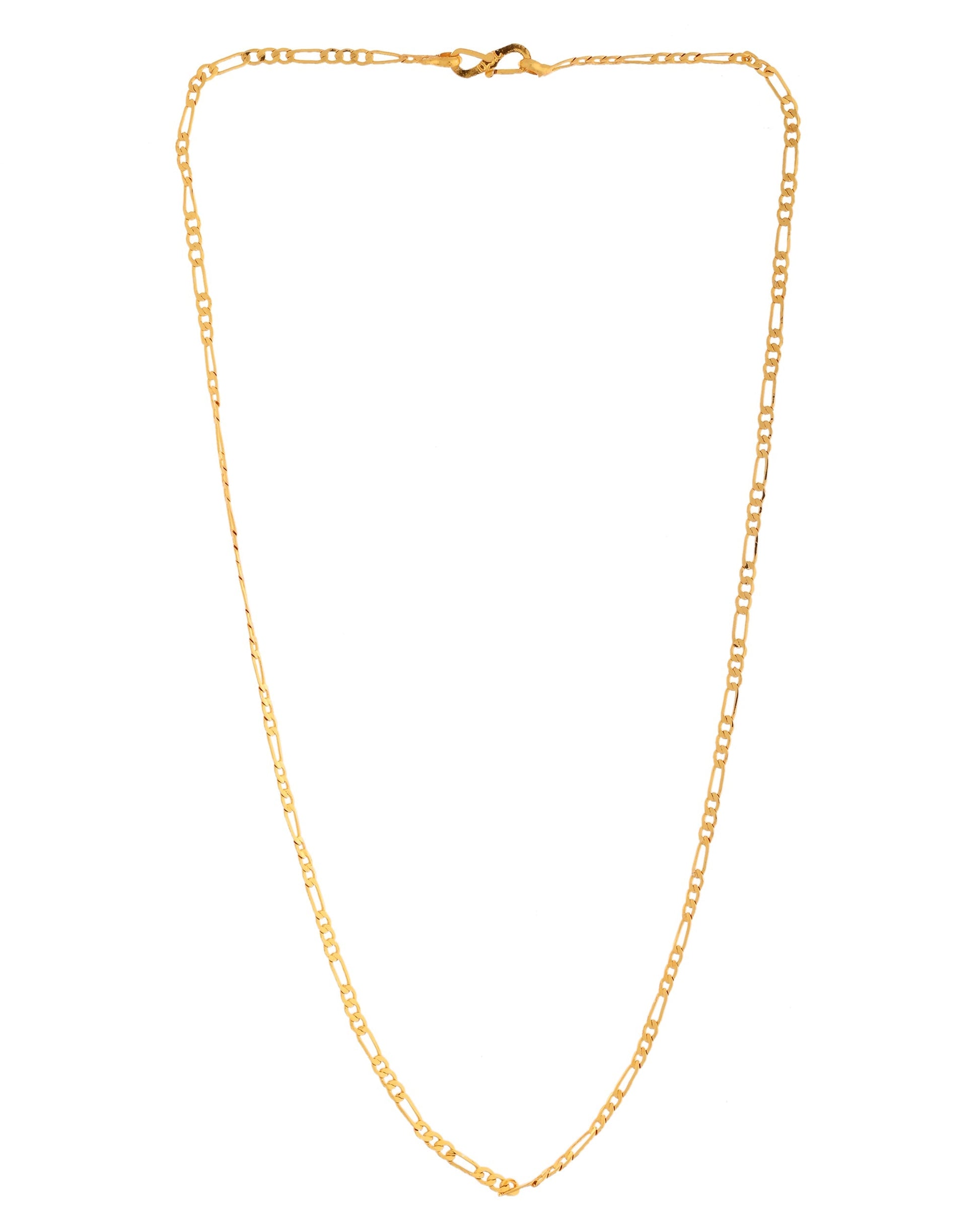 VOJ Women Stainless Steel Gold Polished Minimal Figaro Link Chain 
