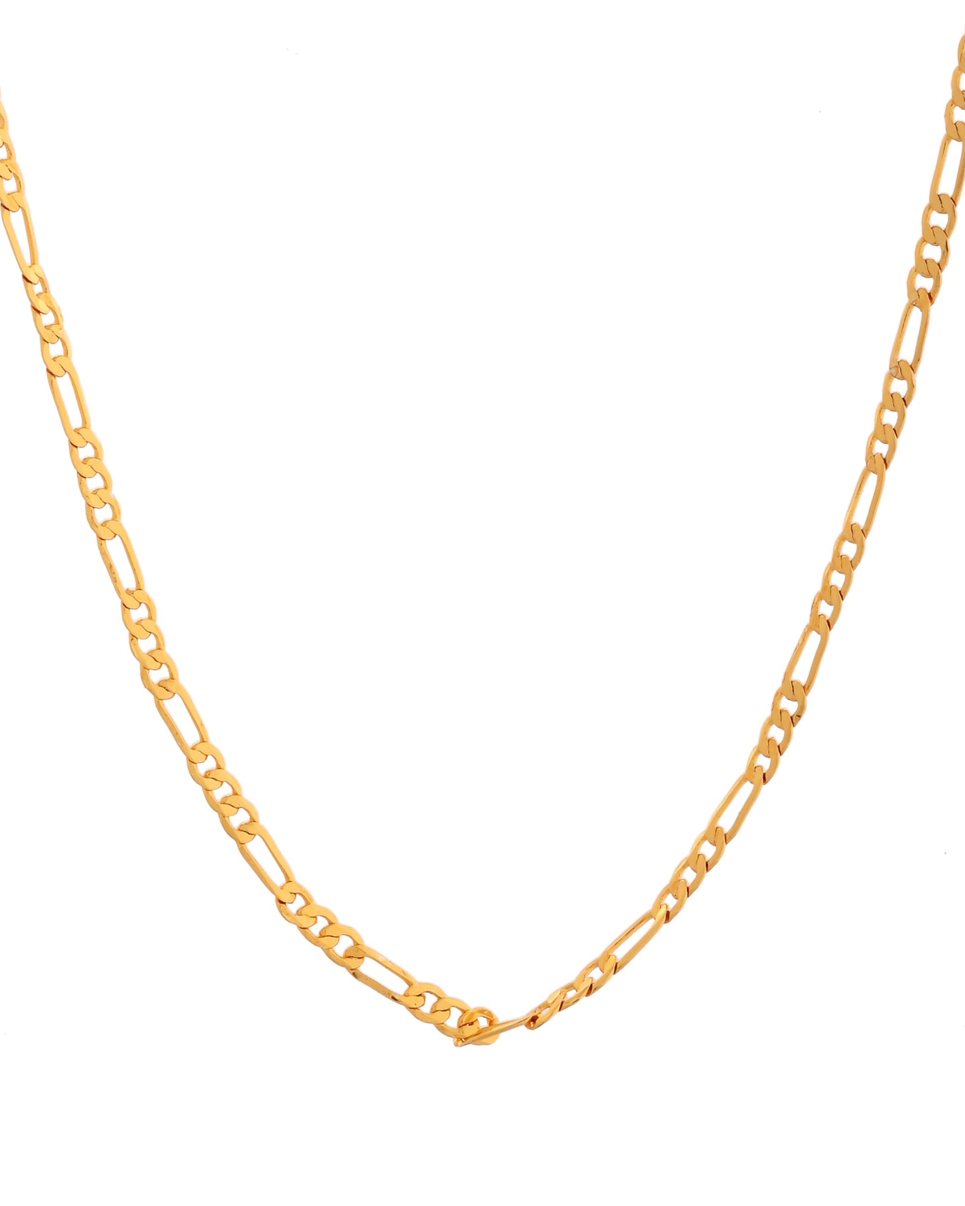 VOJ Women Stainless Steel Gold Polished Minimal Figaro Link Chain 