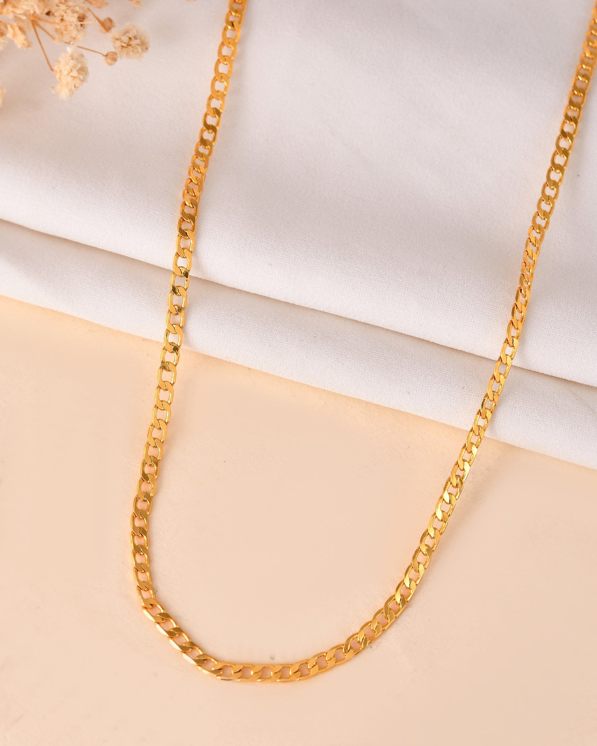 VOJ Stainless Steel Gold Polished Minimal Link Chain For Women 