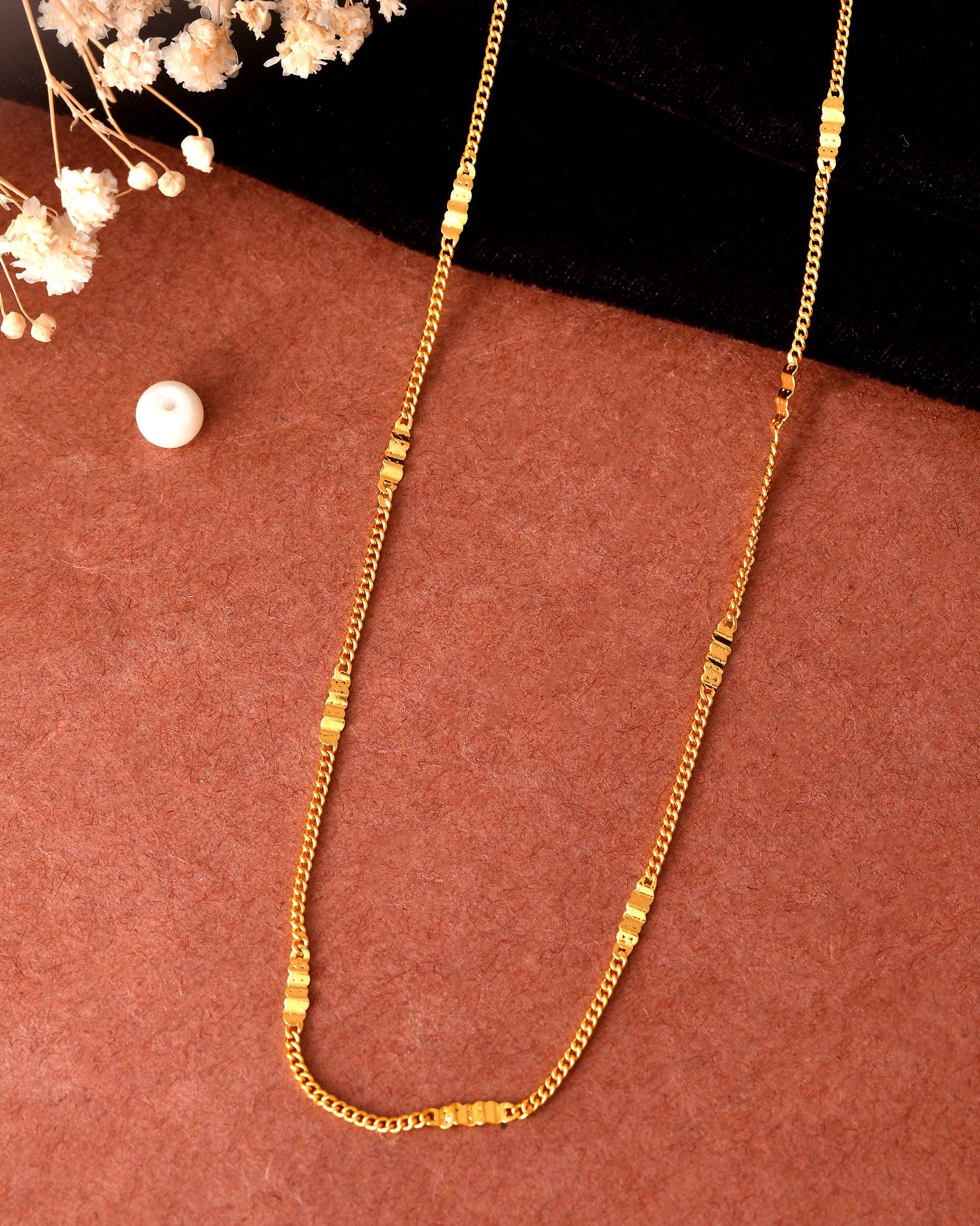 VOJ Women Stainless Steel Gold Polished Minimal Pipe Chain 