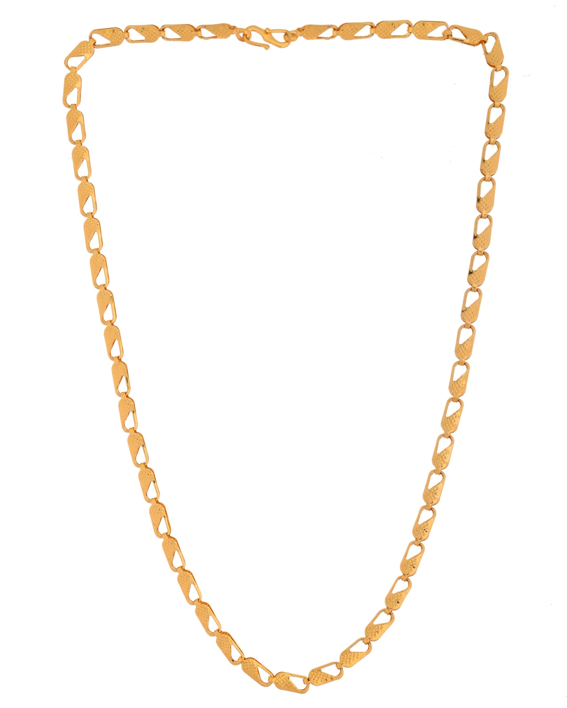 VOJ Gold Polished Biscuit Shaped Minimal Chain 