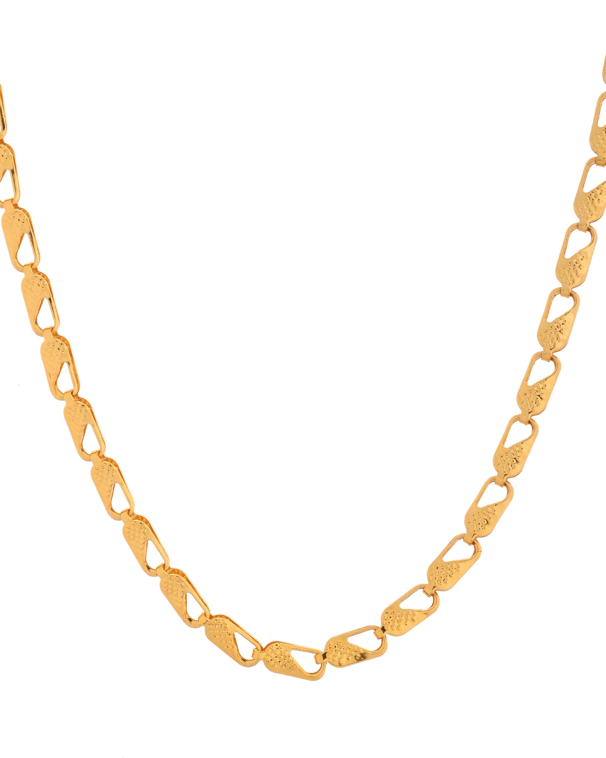 VOJ Gold Polished Biscuit Shaped Minimal Chain 