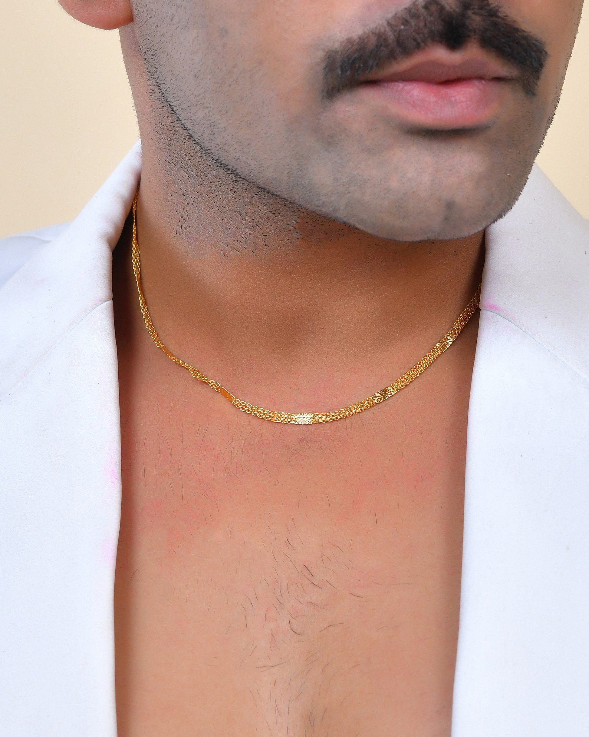 VOJ Gold Polished Classic Stainless Steel Chain 