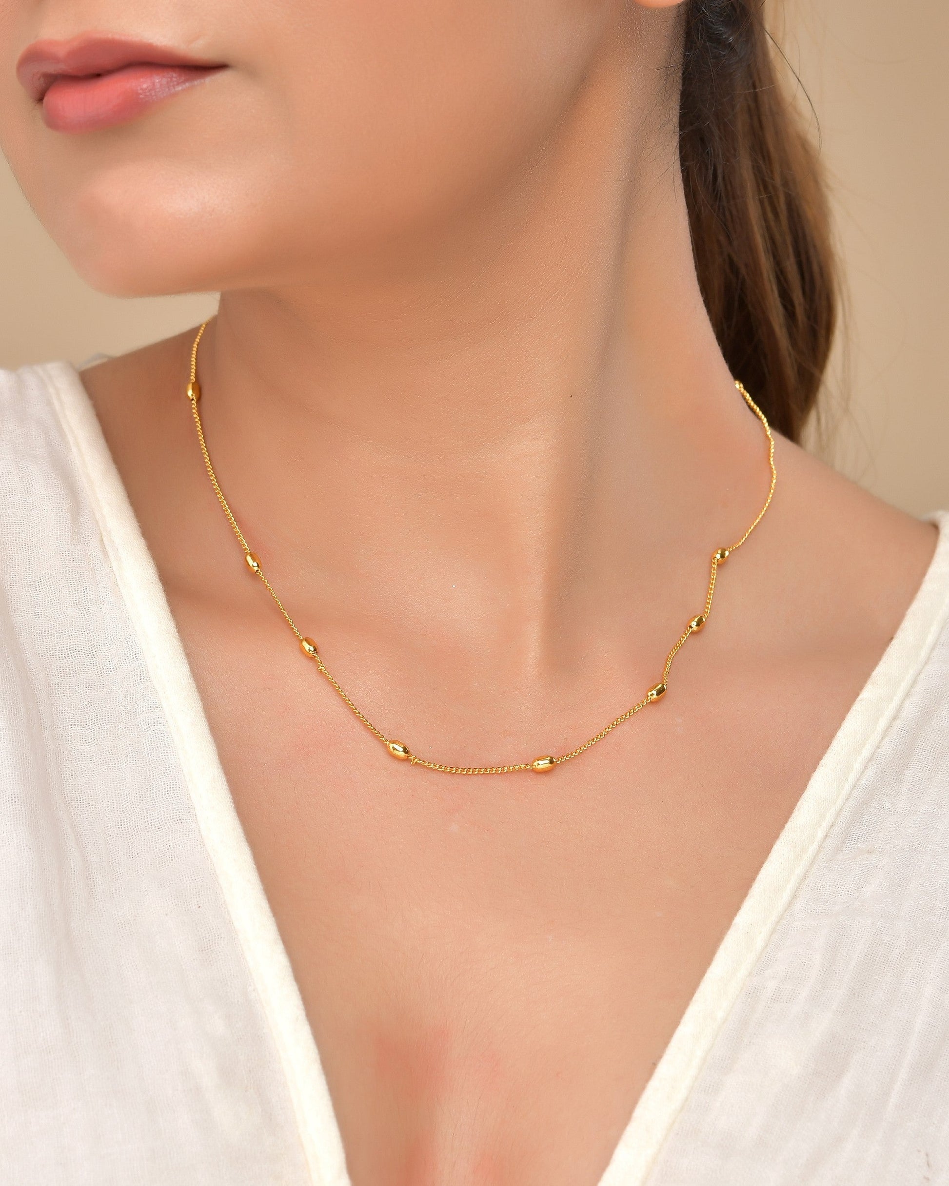 VOJ Gold Polished Minimal Stainless Steel Chain 