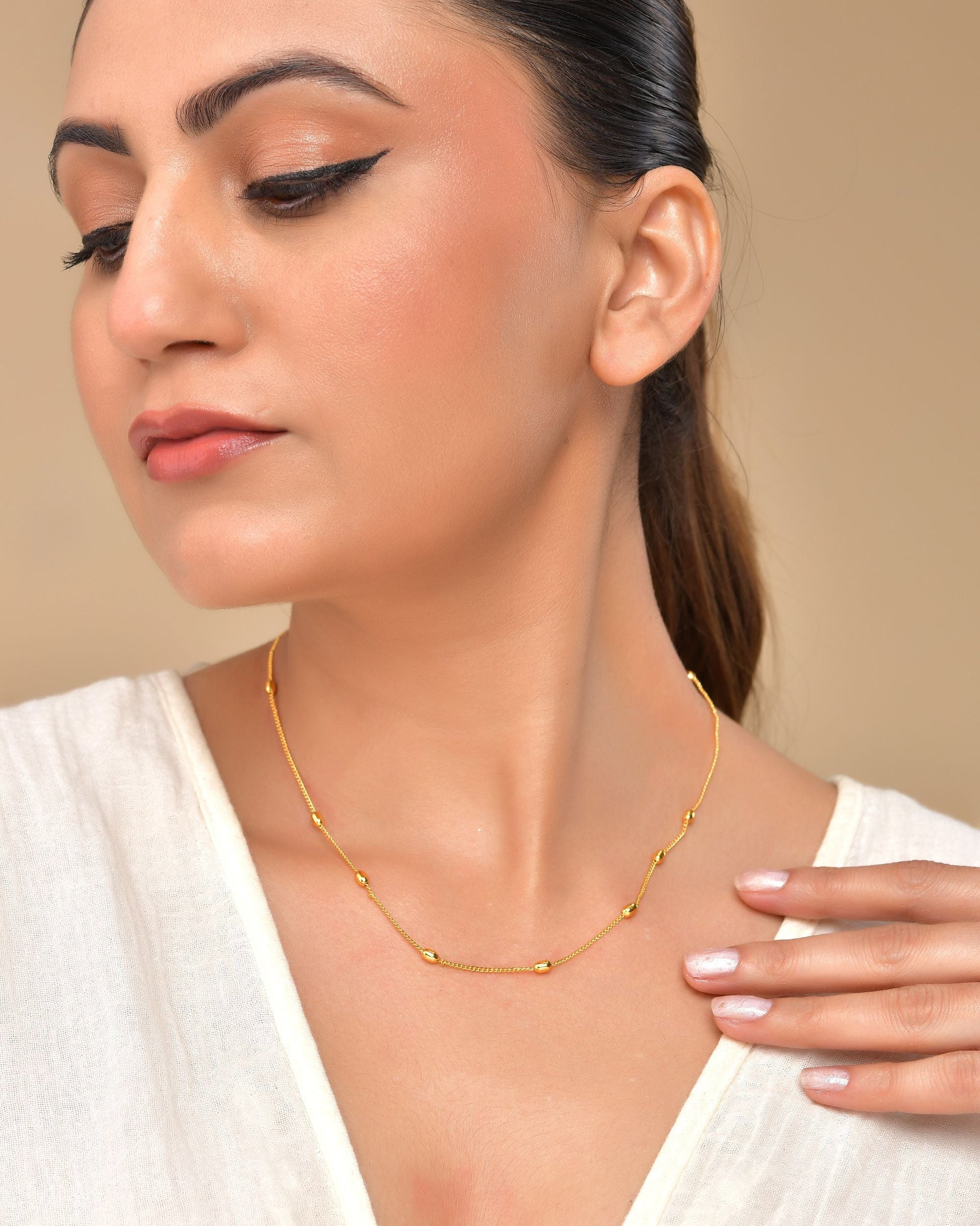 VOJ Gold Polished Minimal Stainless Steel Chain 