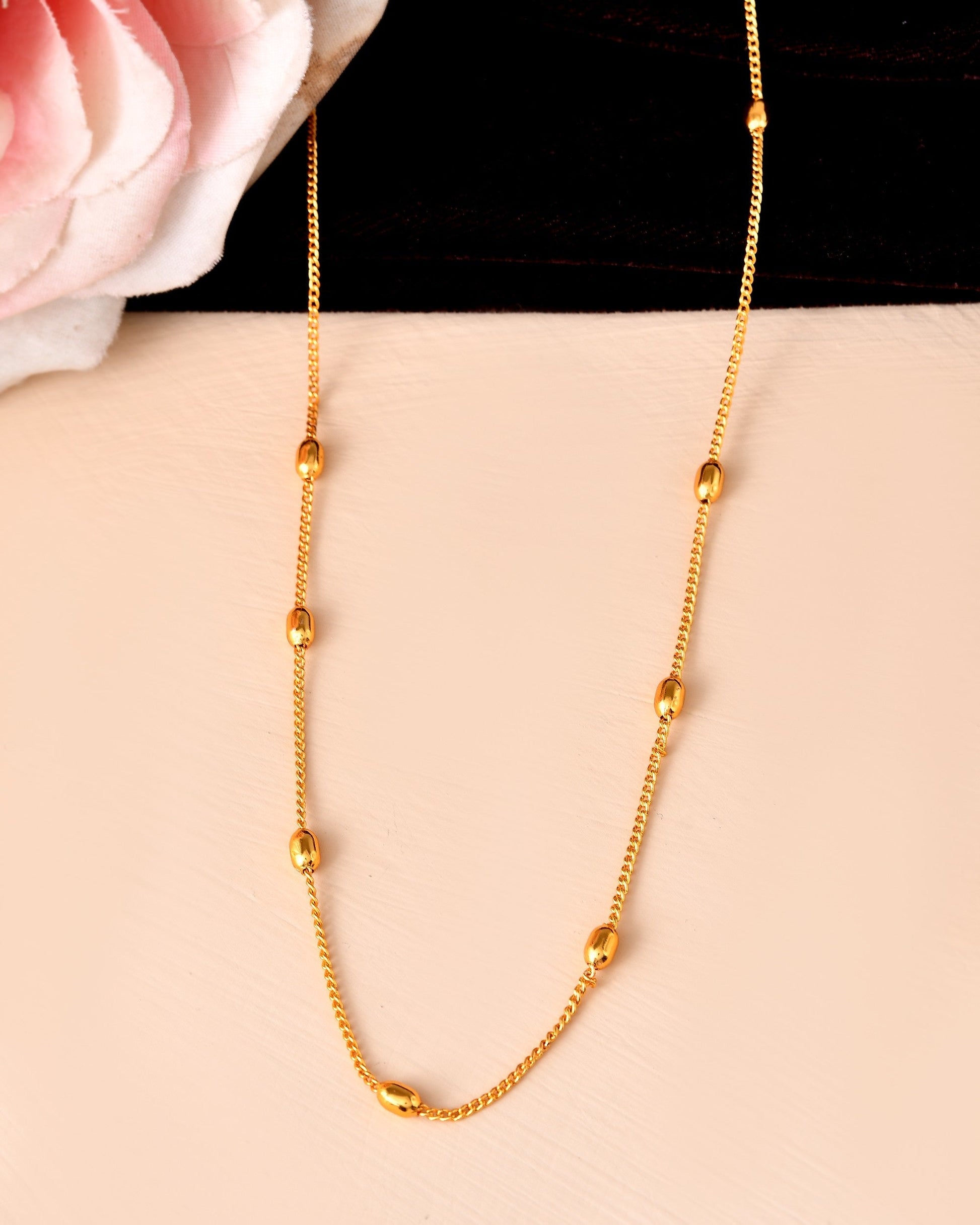 VOJ Gold Polished Minimal Stainless Steel Chain 