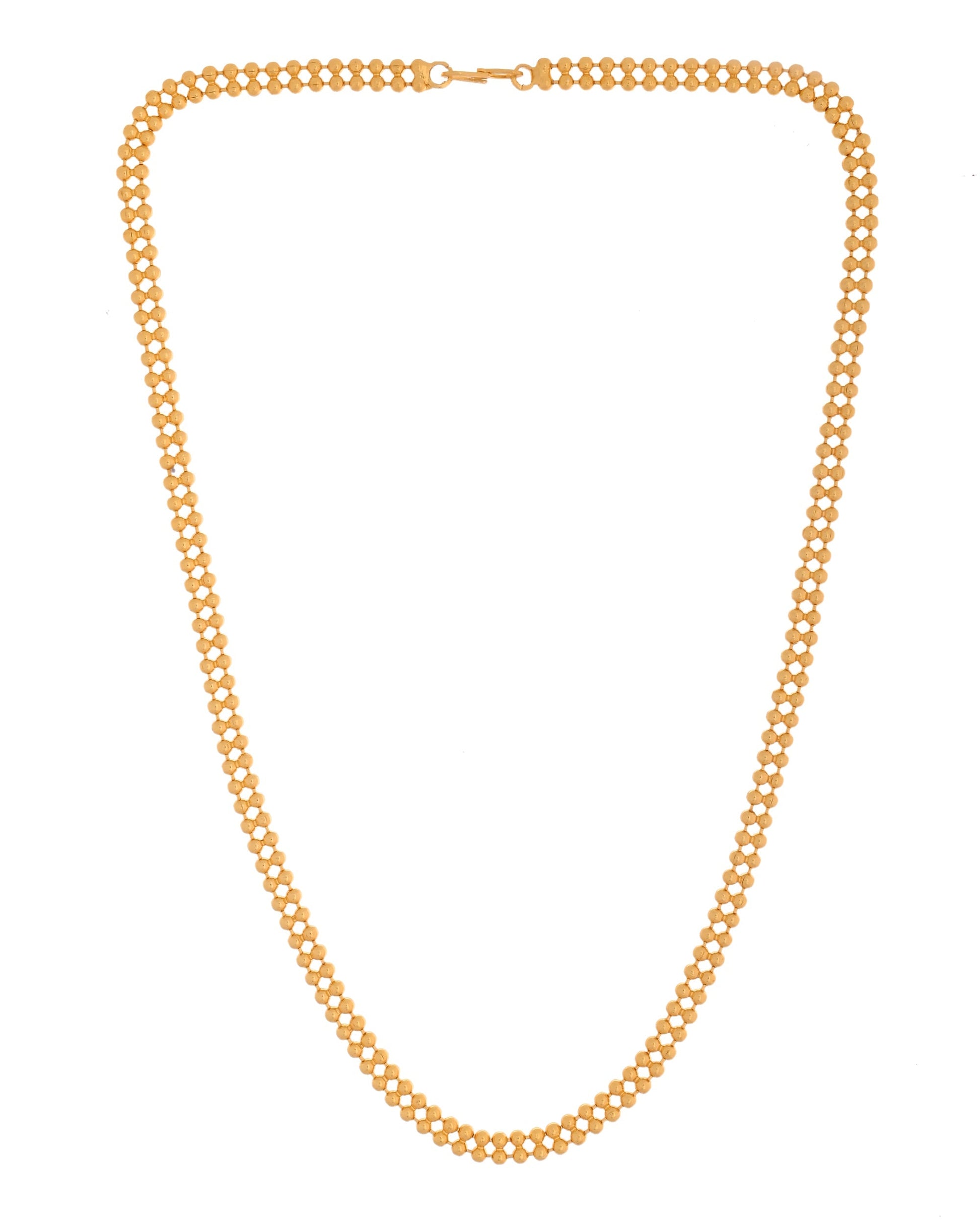 VOJ Gold Polished Ball Shaped Minimal Chain For Women 