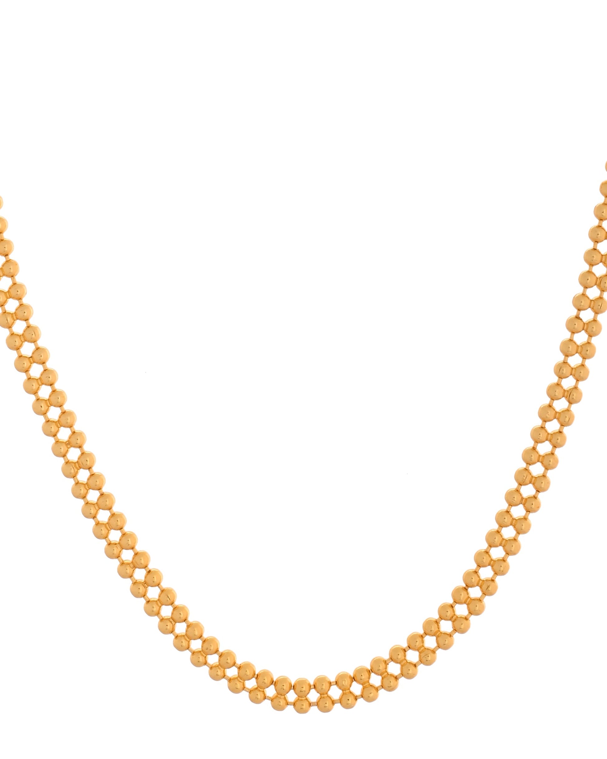 VOJ Gold Polished Ball Shaped Minimal Chain For Women 