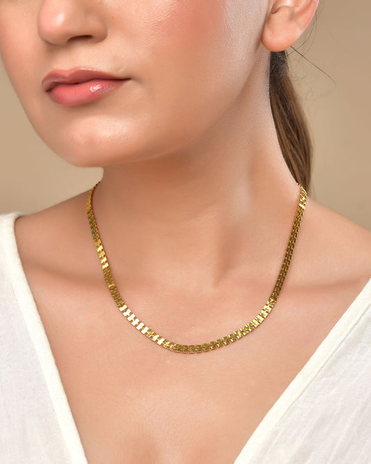 VOJ Women Gold Polished Classic Linked Chain 