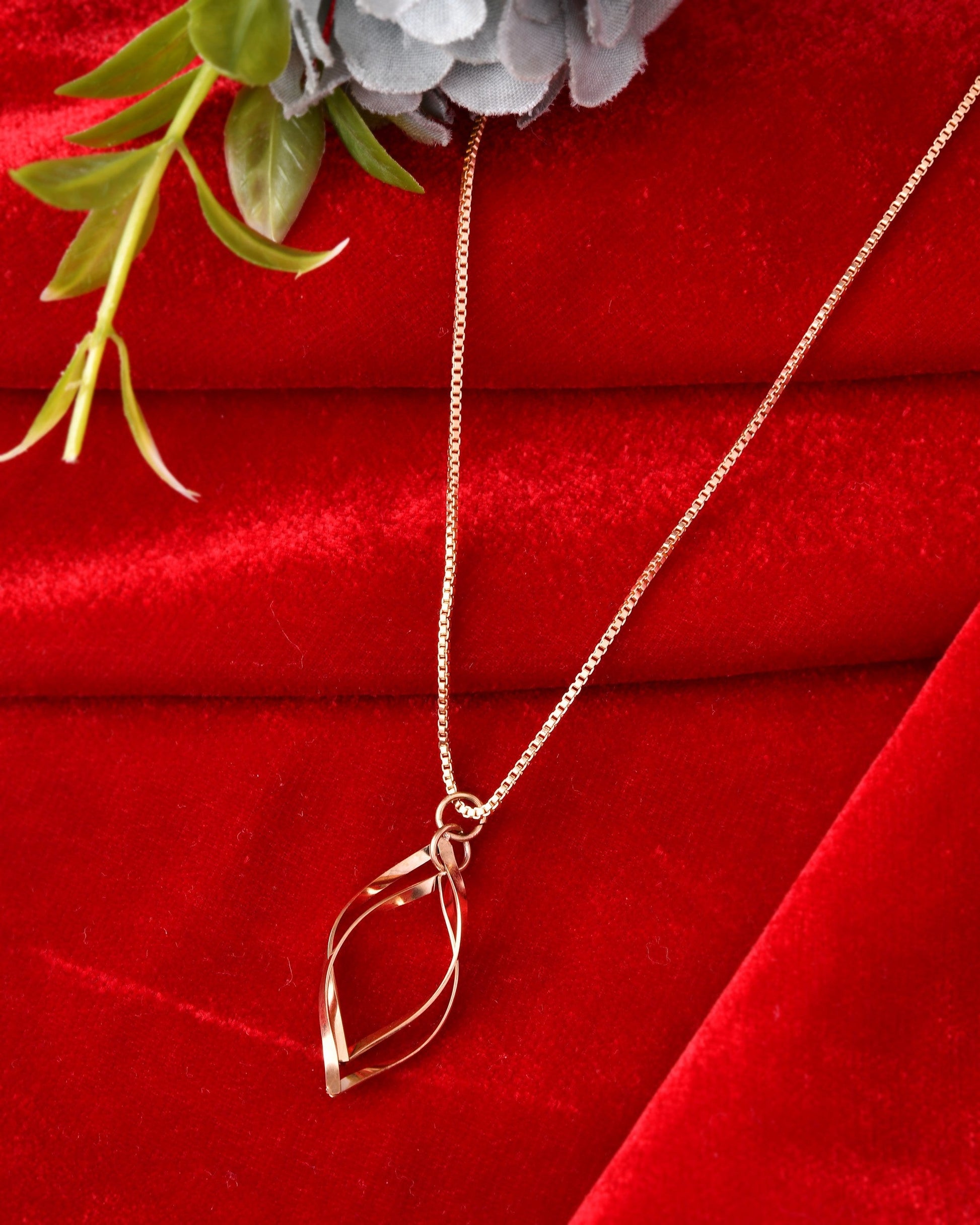 VOJ Rose Gold Polished Chain With Designer Pendant 