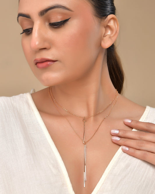 VOJ Gold Polished Multi Layer Designer Chain 