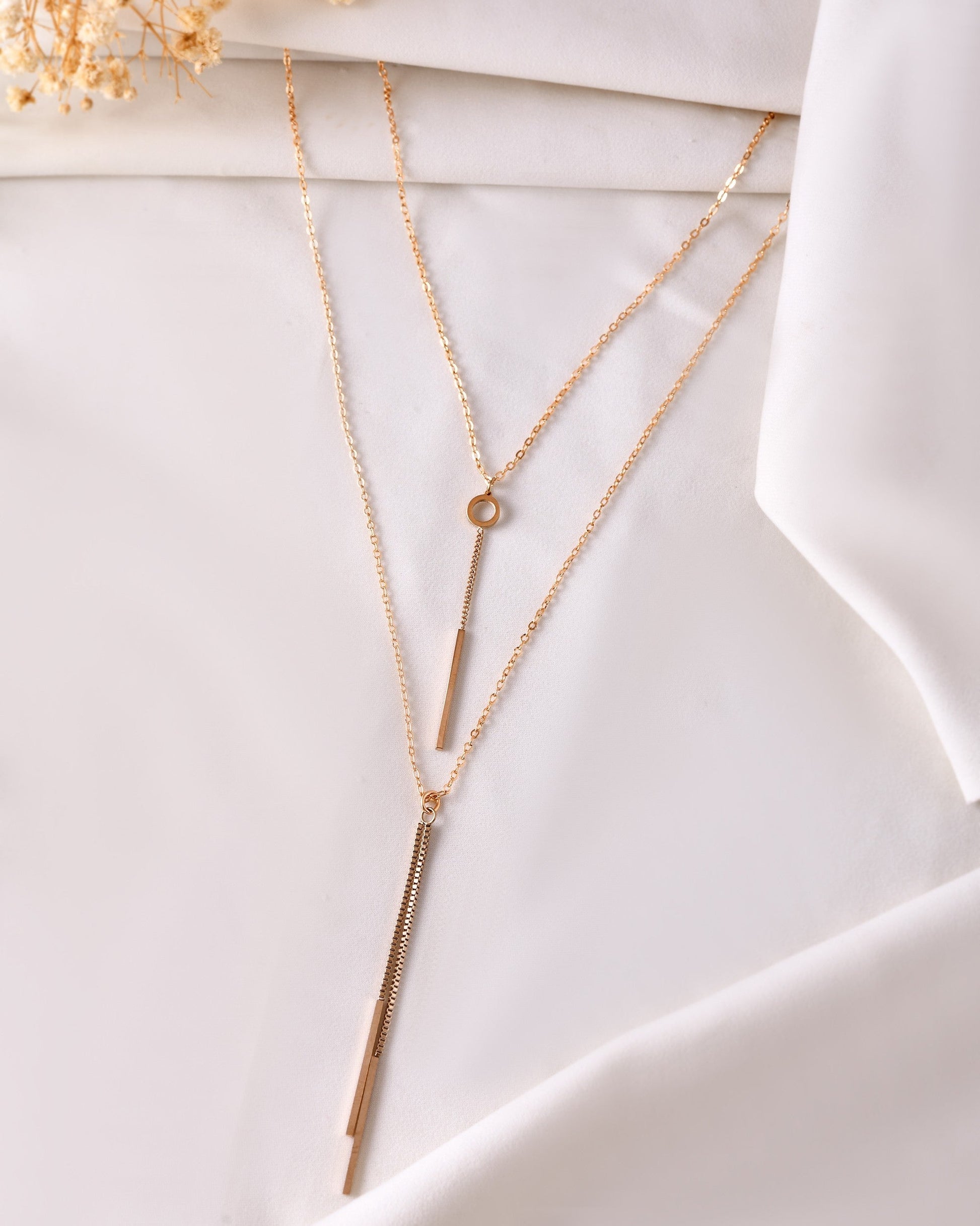 VOJ Gold Polished Multi Layer Designer Chain 