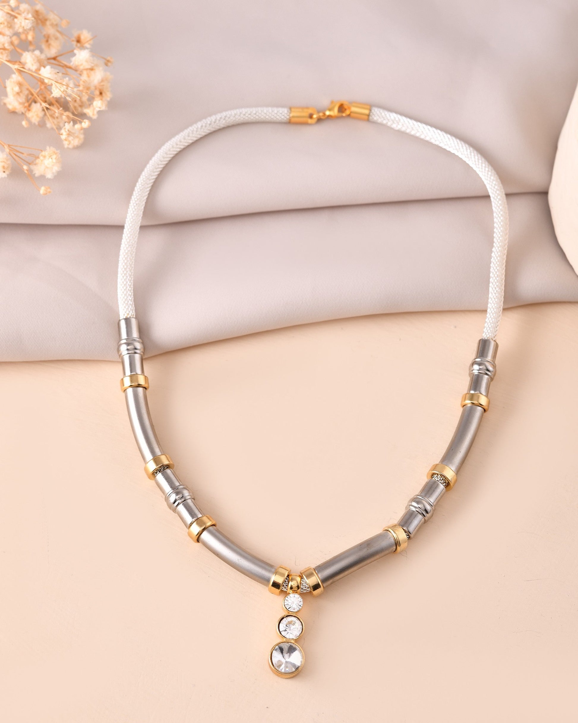 VOJ Silver Plated Elegant Stainless Steel Designer Necklace 