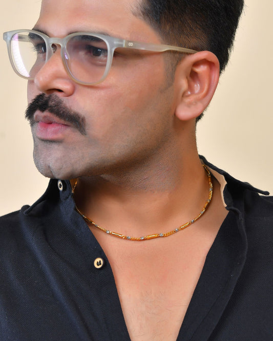 VOJ Men Dual Toned Pipe Shaped Stainless Steel Chain 