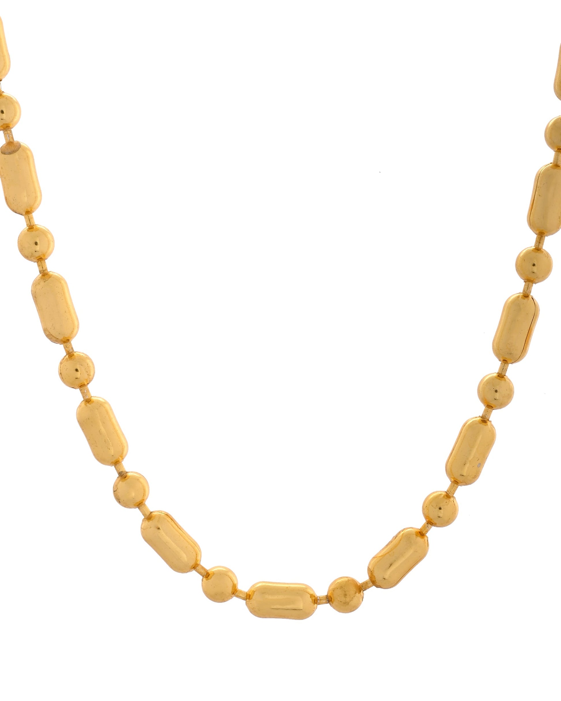 VOJ Men Gold Polished Drop Studded Elegant Chain 