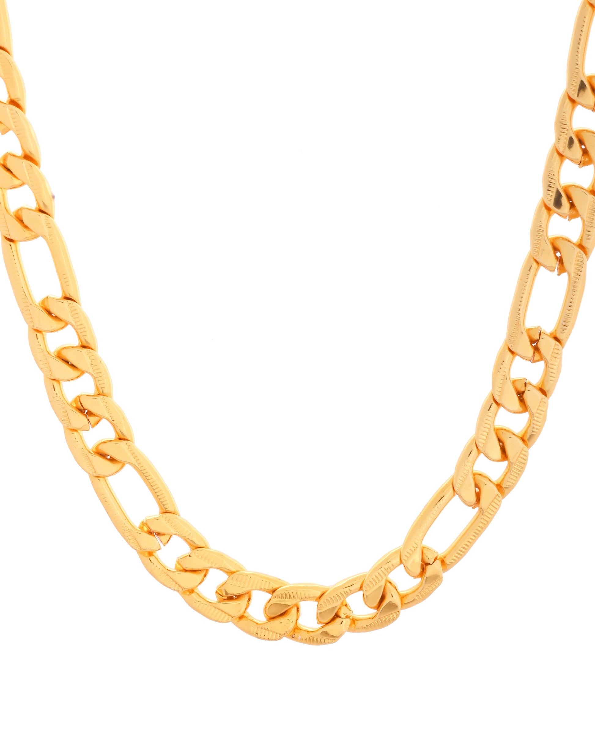VOJ Men Gold Polished Link Classic Designer Linked Chain 