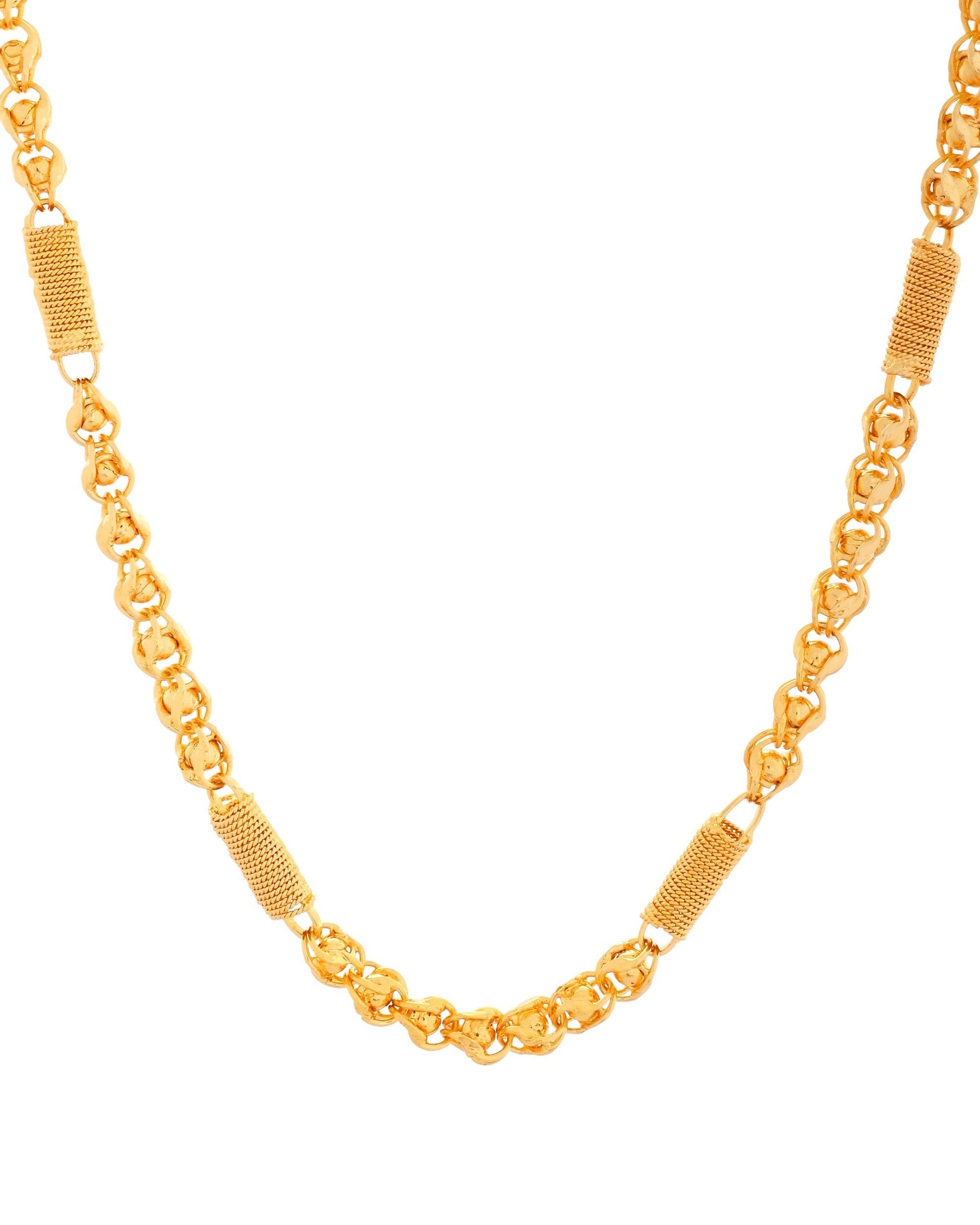 VOJ Men Pipe Shaped Gold Polished Chain 