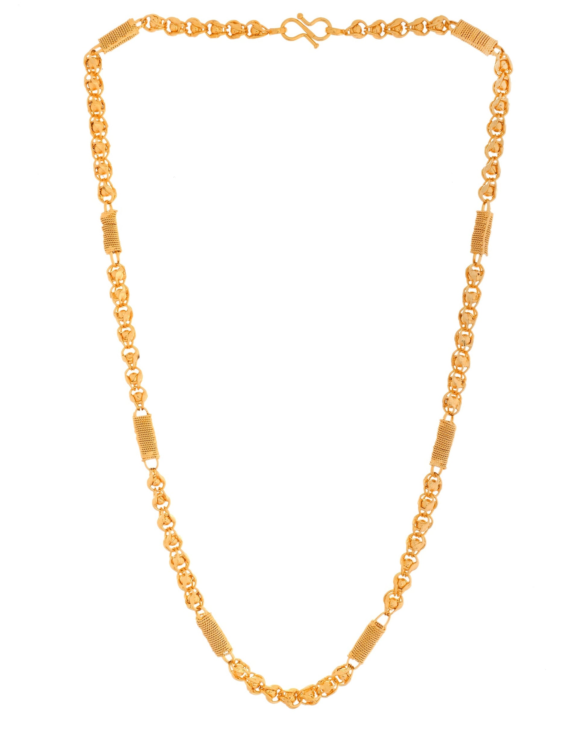 VOJ Men Pipe Shaped Gold Polished Chain 
