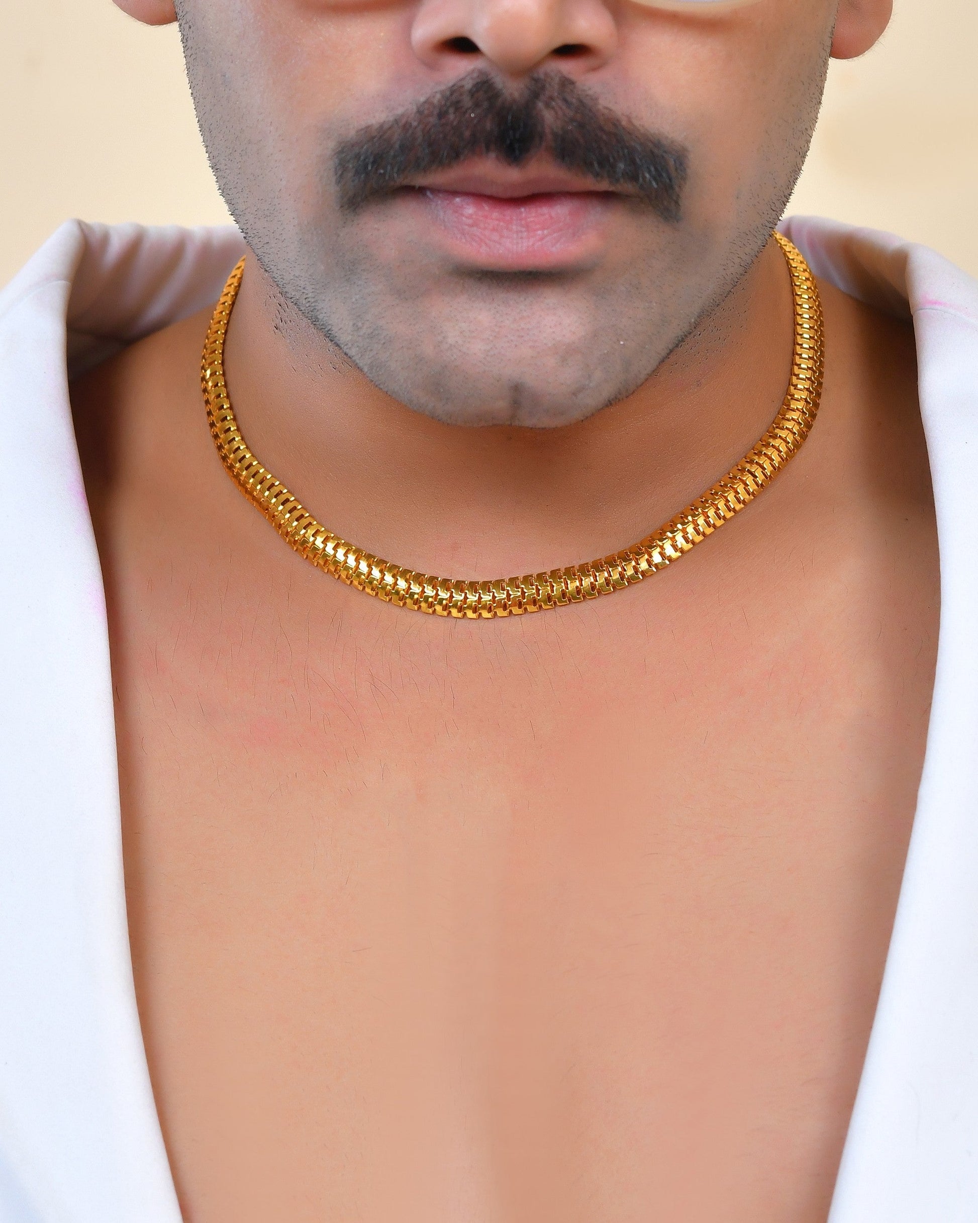 VOJ Stainless Steel Men Gold Polished Thick Chain 