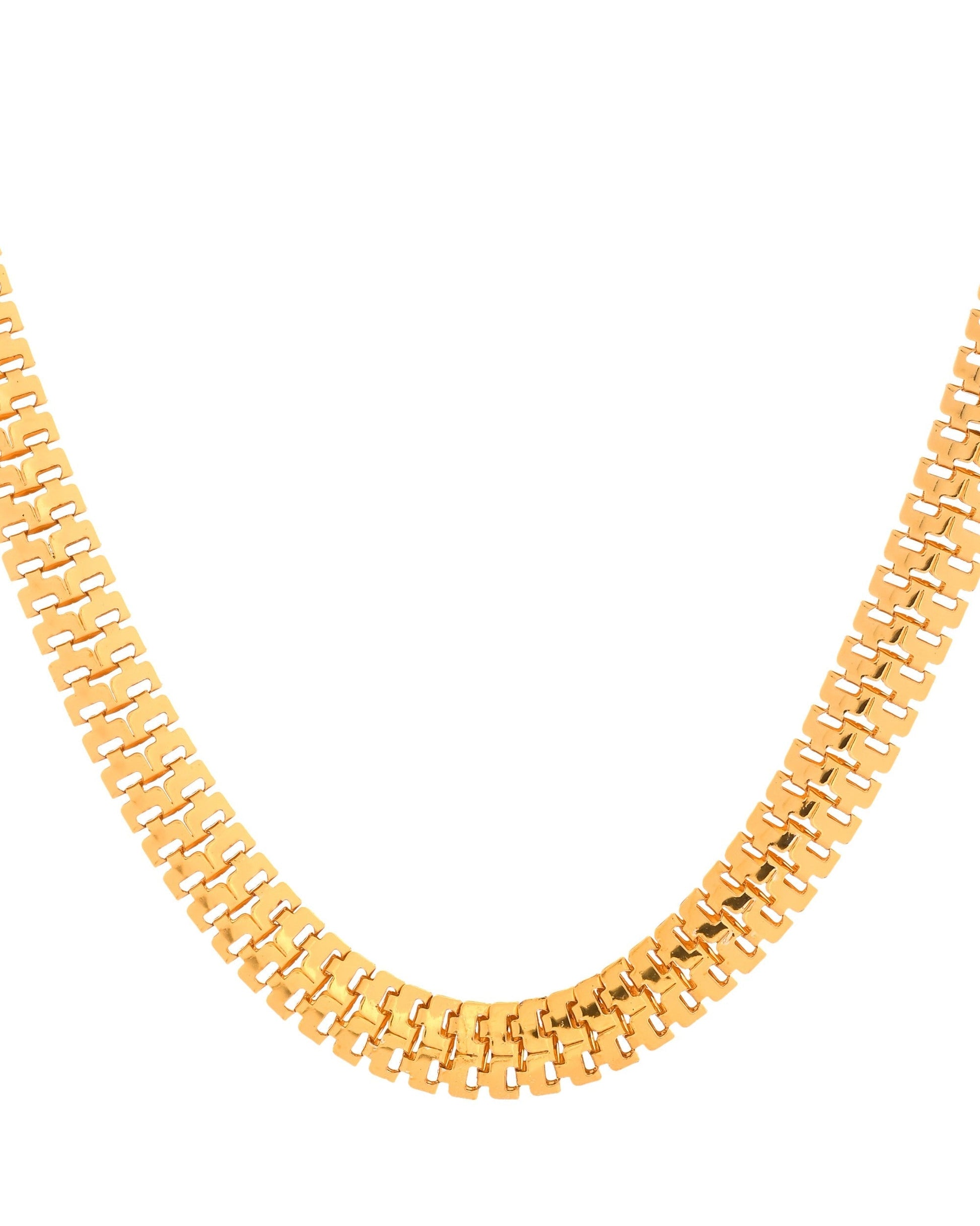VOJ Stainless Steel Men Gold Polished Thick Chain 