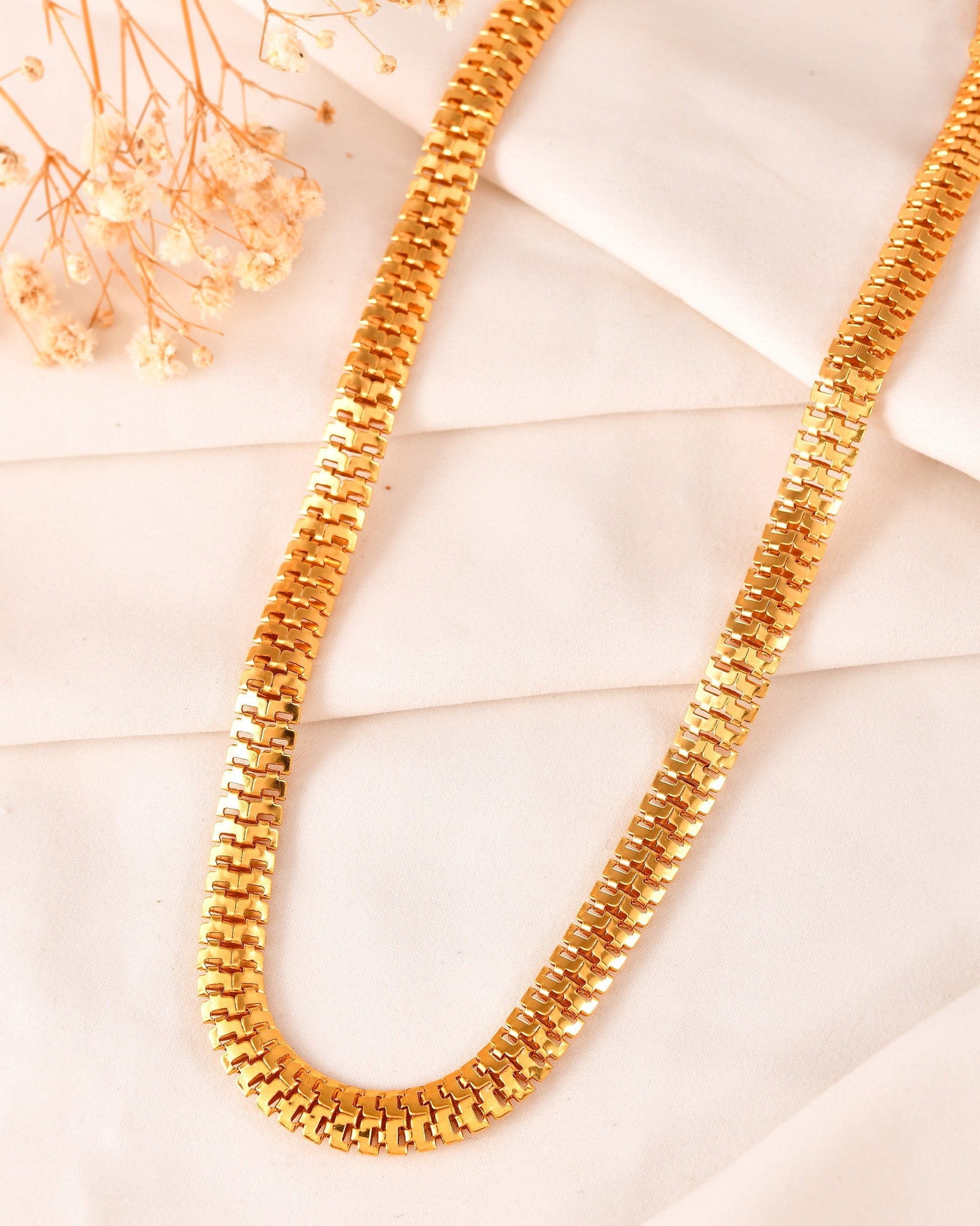 VOJ Stainless Steel Men Gold Polished Thick Chain 