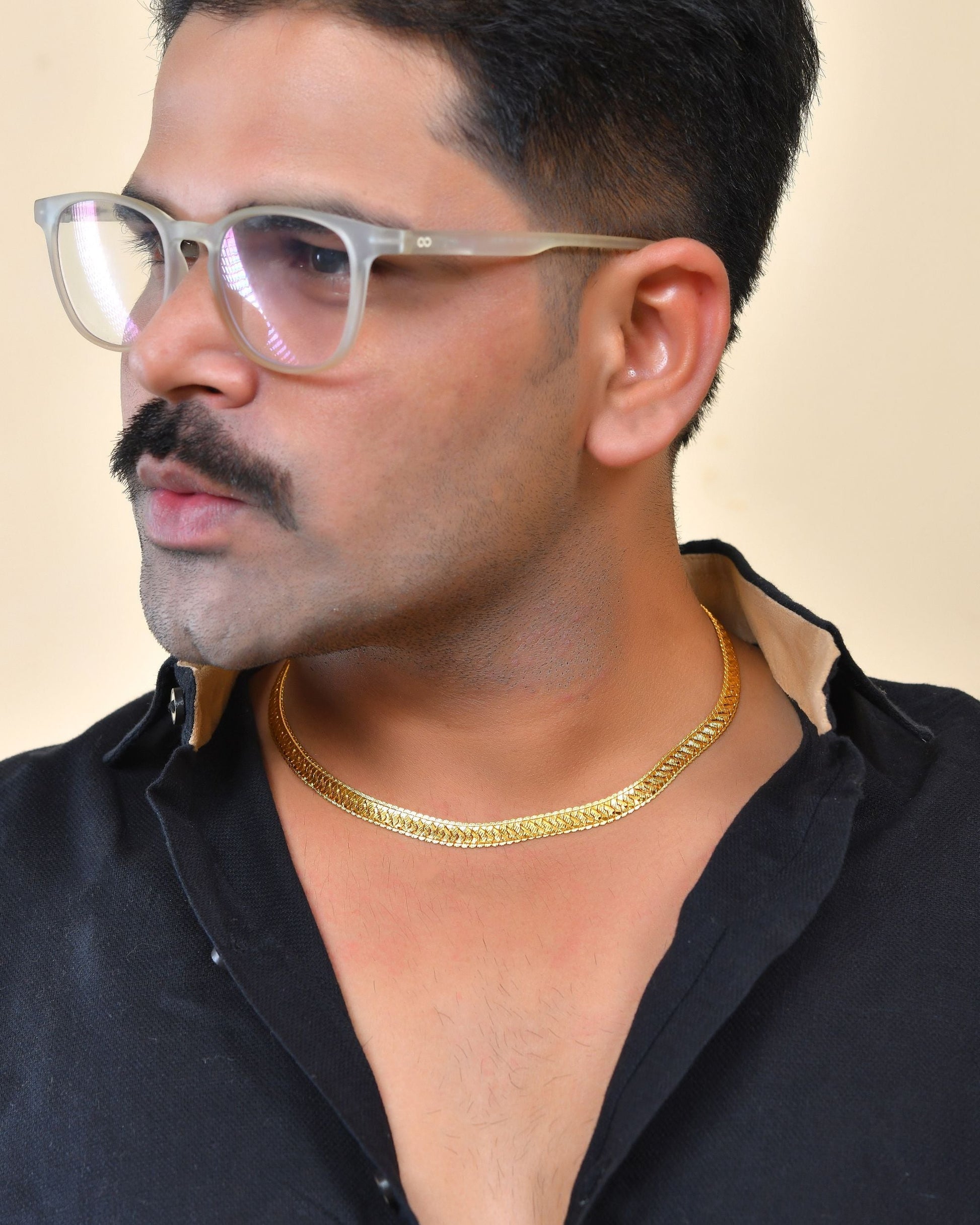 VOJ Gold Polished Minimal Chain For Men 