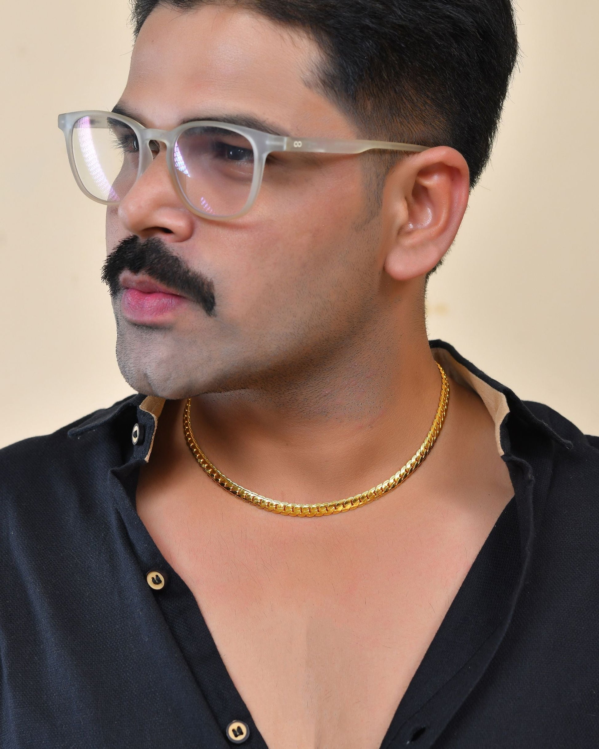 VOJ Gold Polished Stainless Steel Chain For Men 
