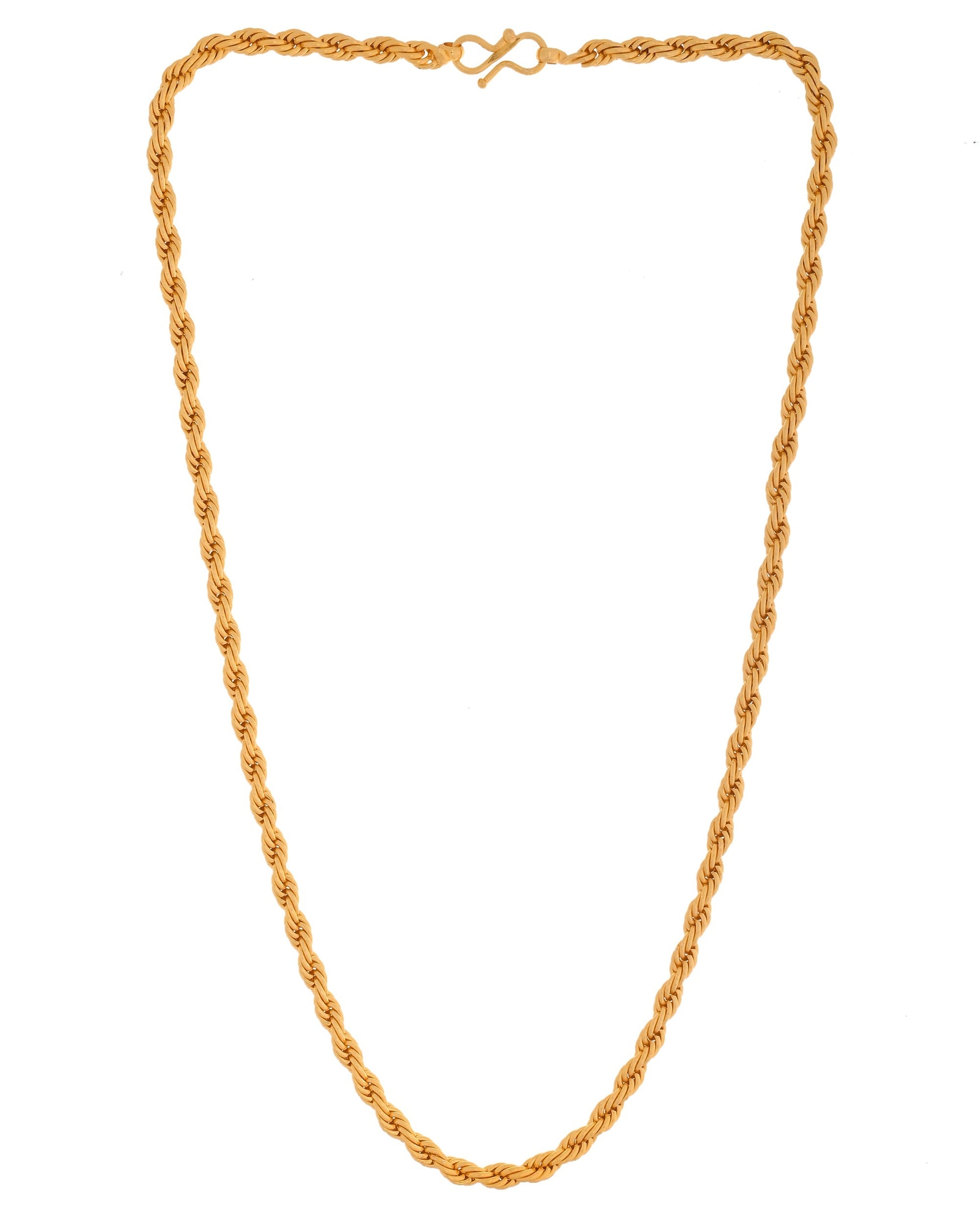 VOJ Gold Polished Twisted Stainless Steel Chain For Men 