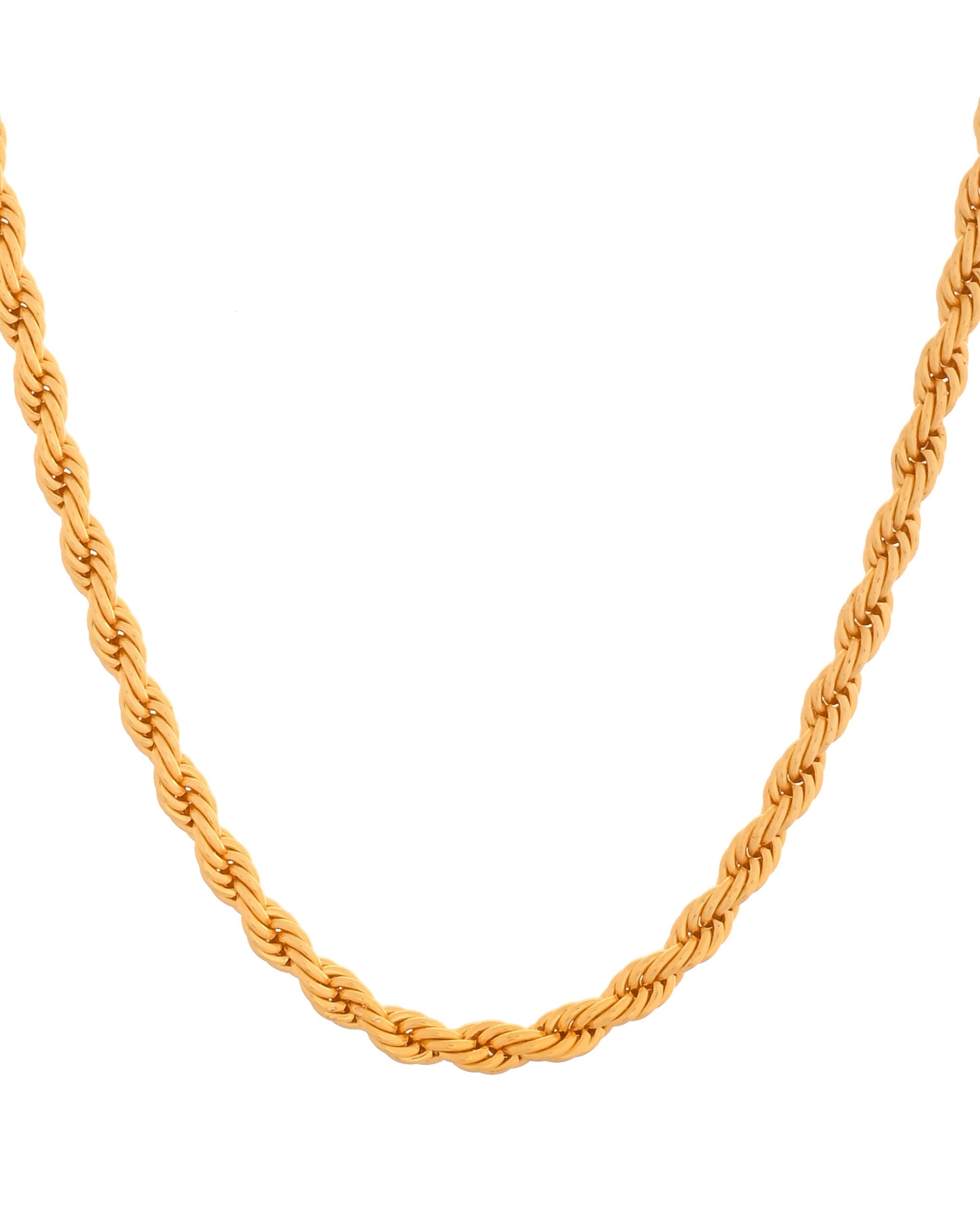 VOJ Gold Polished Twisted Stainless Steel Chain For Men 