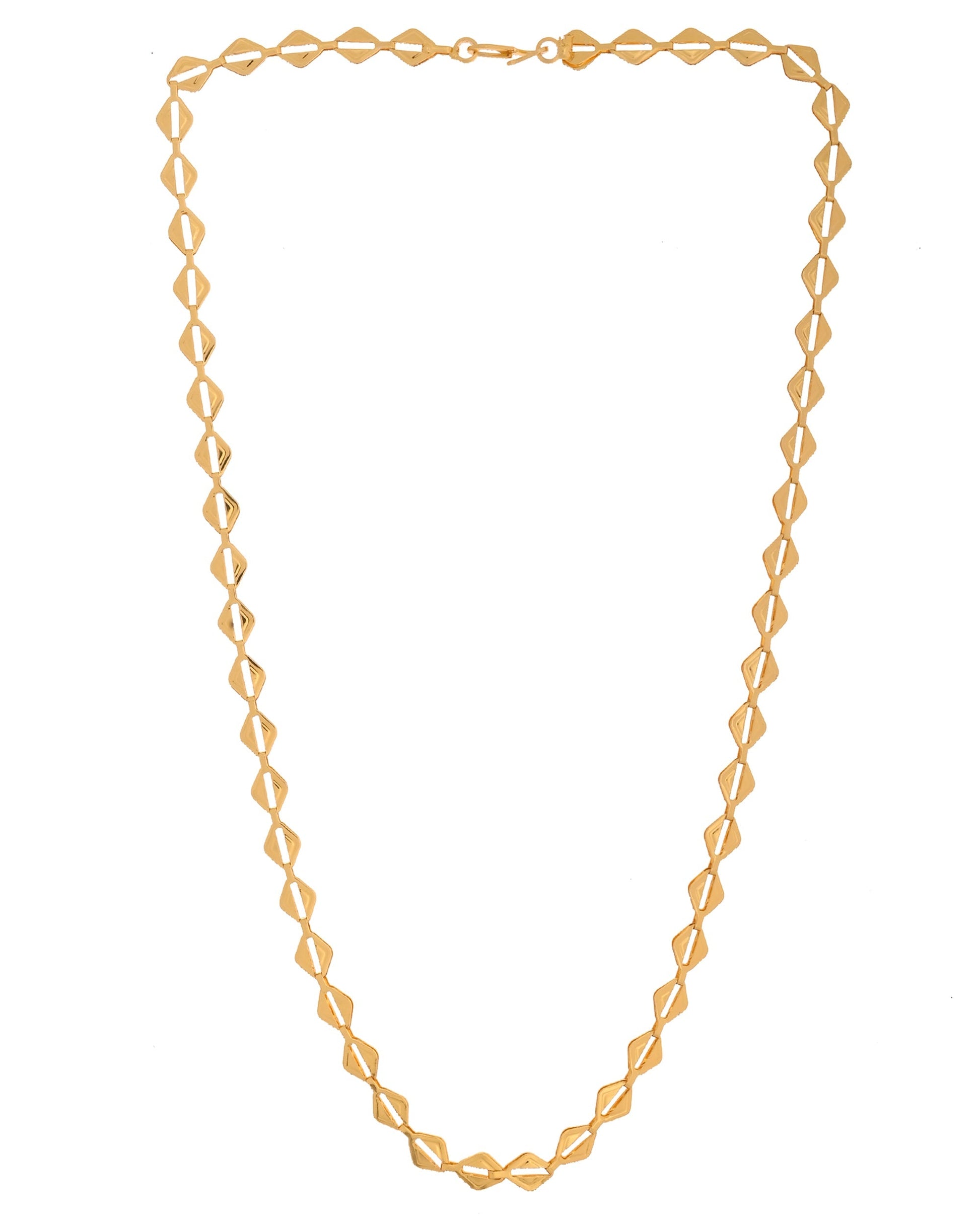 VOJ Gold Polished Geometrical Shaped Stainless Steel Chain For Women 