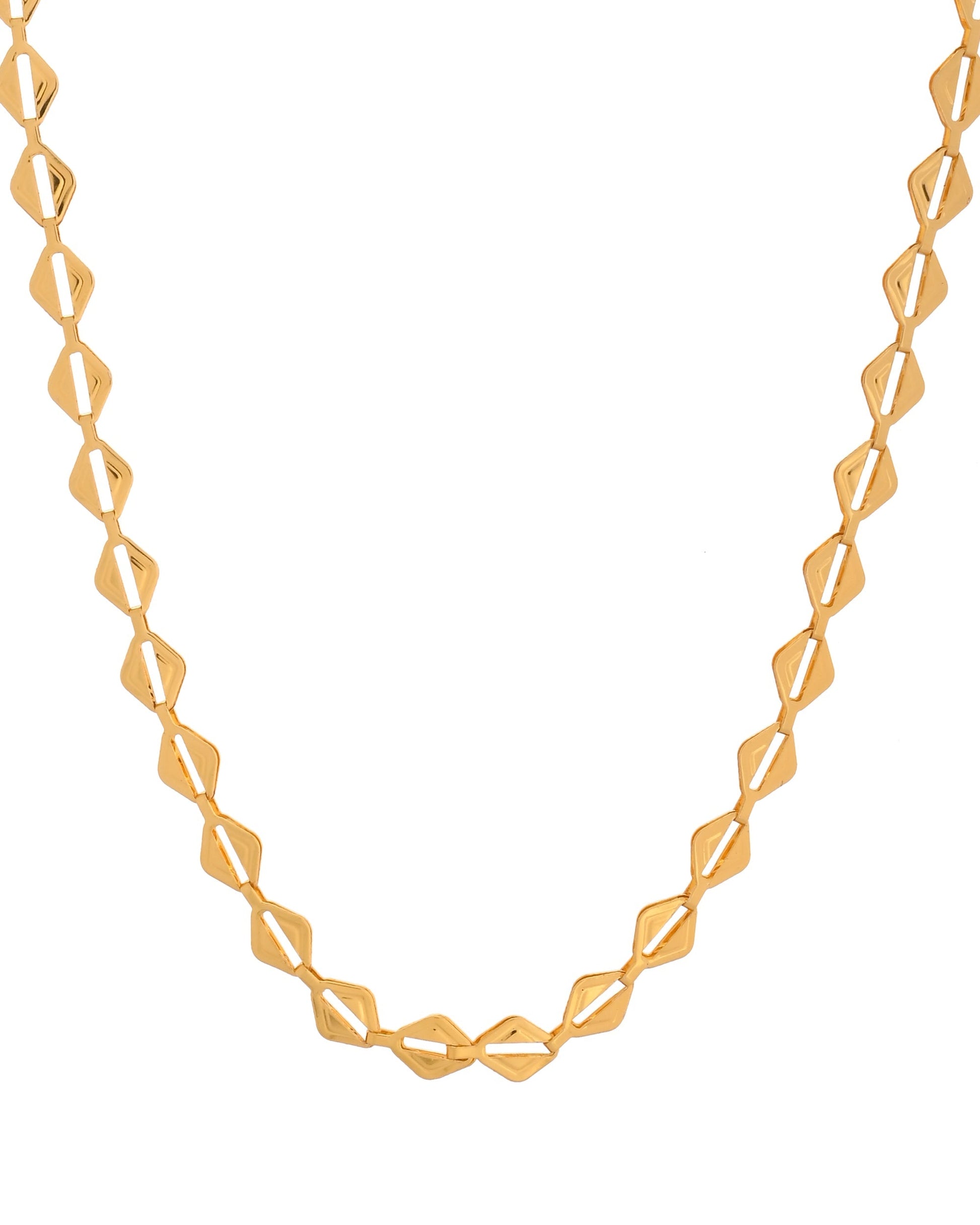 VOJ Gold Polished Geometrical Shaped Stainless Steel Chain For Women 