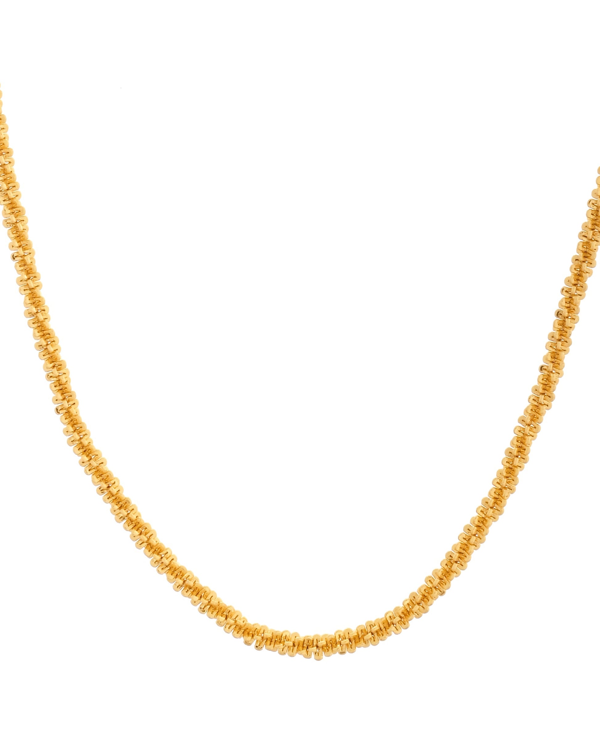 VOJ Men Gold Polished Twisted Stainless Steel Minimal Chain 