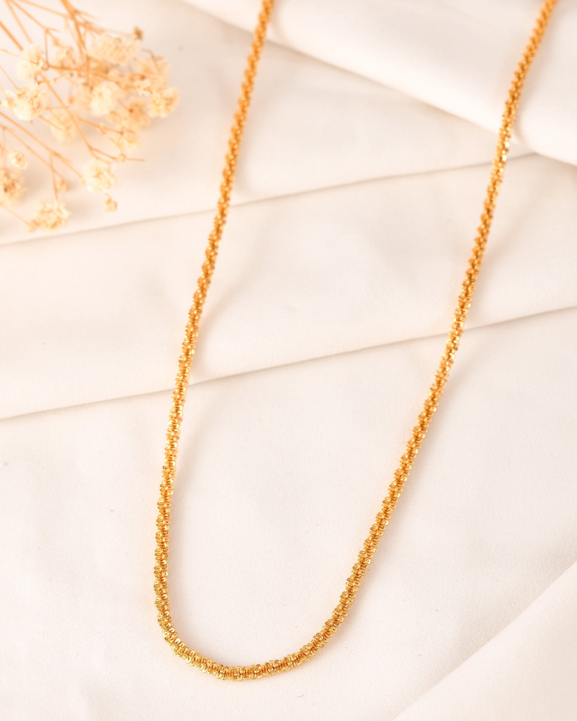 VOJ Men Gold Polished Twisted Stainless Steel Minimal Chain 