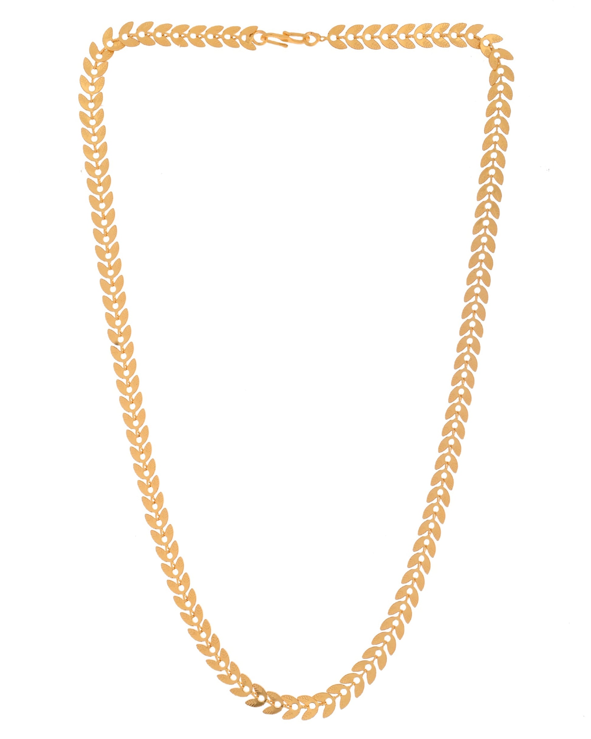 VOJ Gold Polished Filled Leaf Shaped Chain For Women 