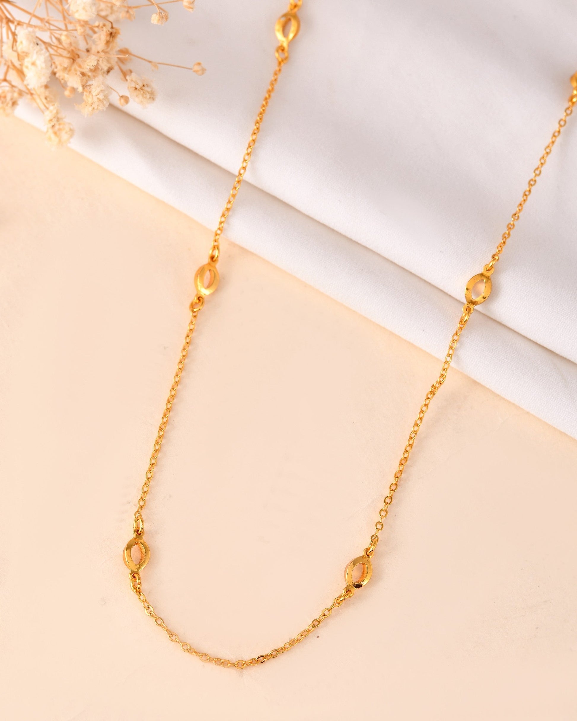 VOJ Gold Polished Minimal Designer Chain For Women 