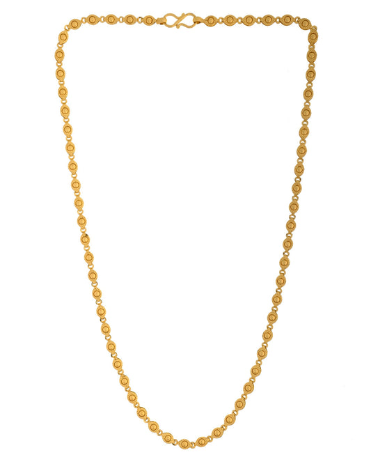 VOJ Gold Polished Oval Shaped Designer Chain For Women 